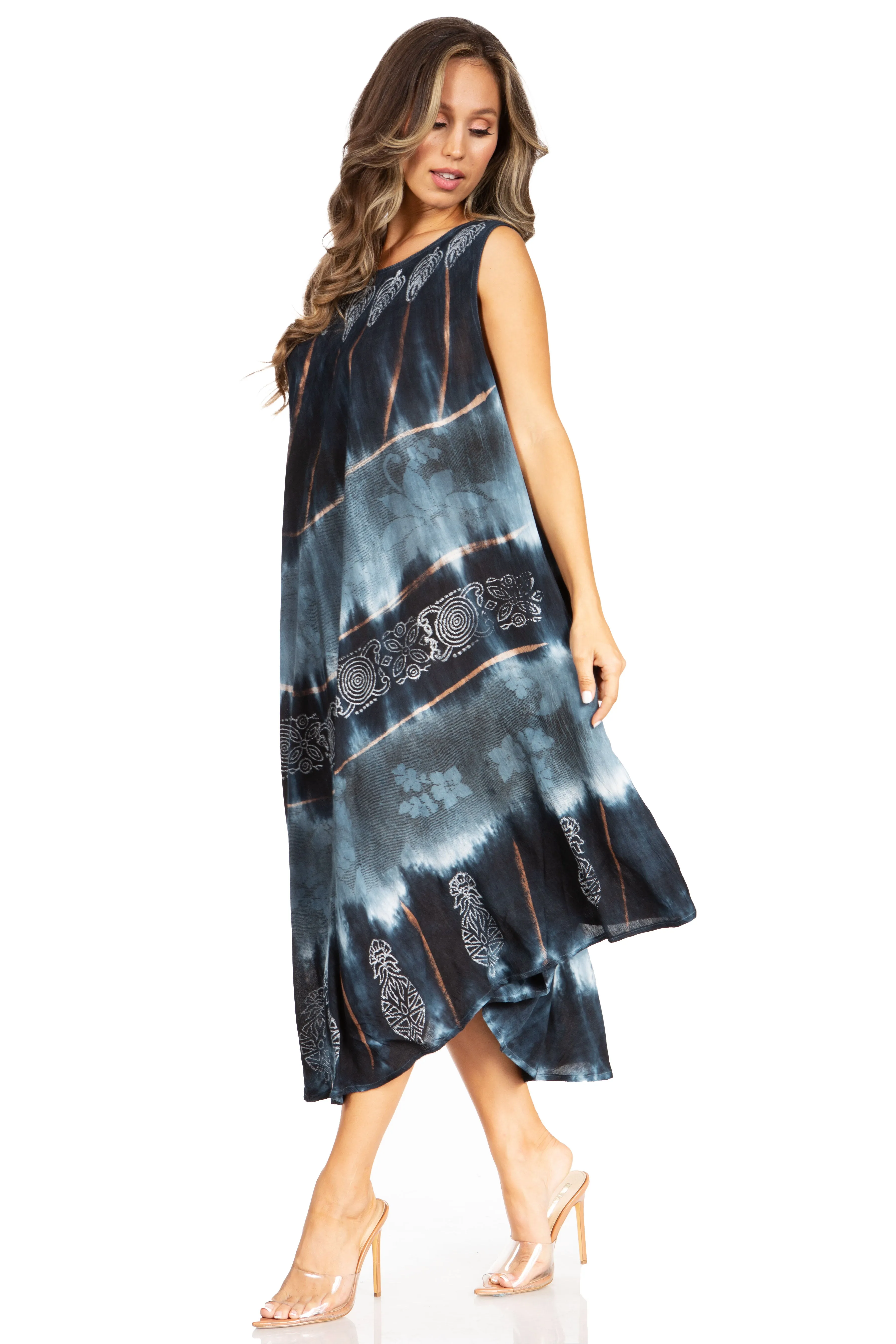 Sakkas Starlight Third Tie Dye Caftan Dress: Women's Beach Cover Up