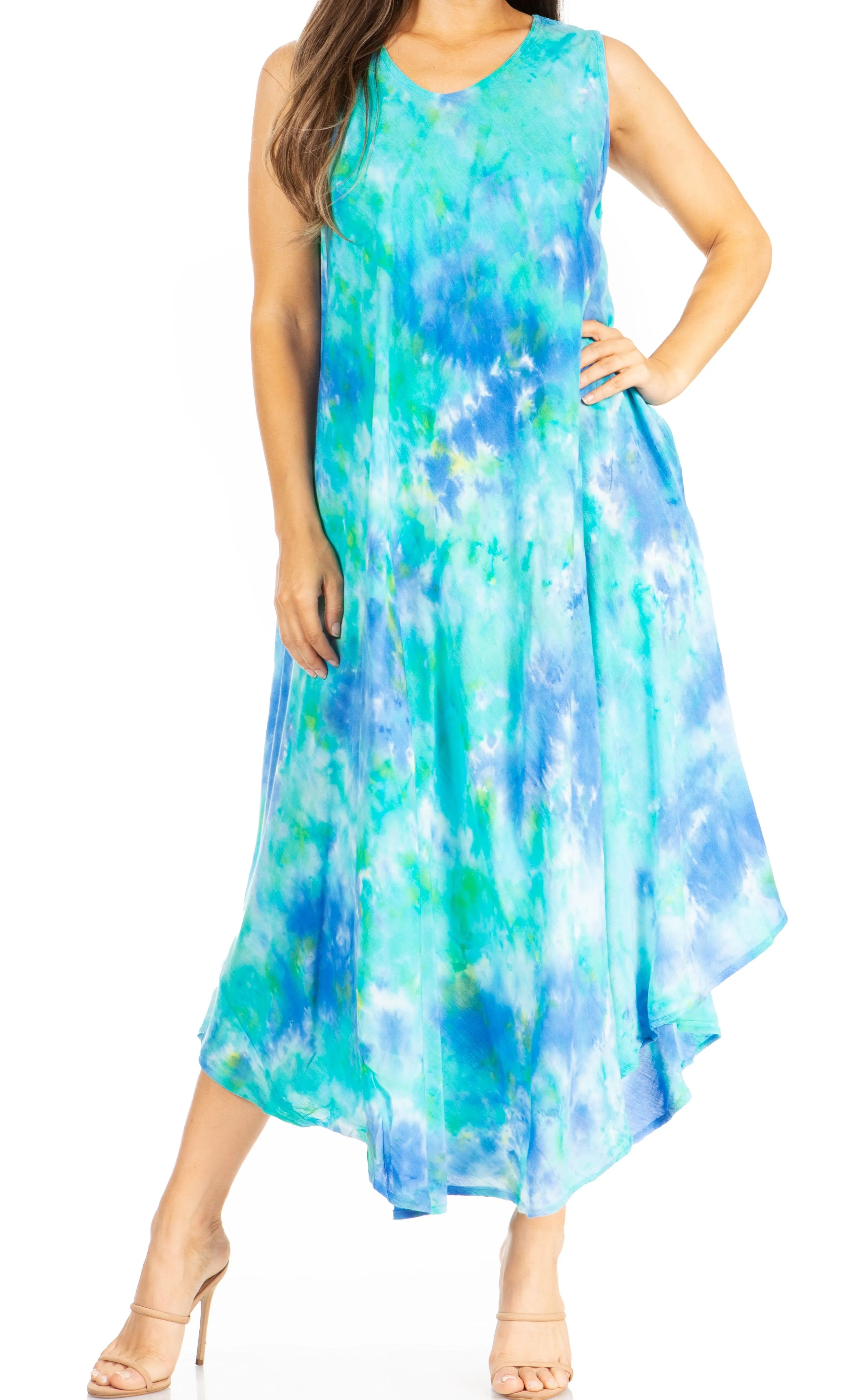 Sakkas Starlight Third Tie Dye Caftan Dress: Women's Beach Cover Up