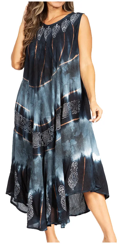 Sakkas Starlight Third Tie Dye Caftan Dress: Women's Beach Cover Up