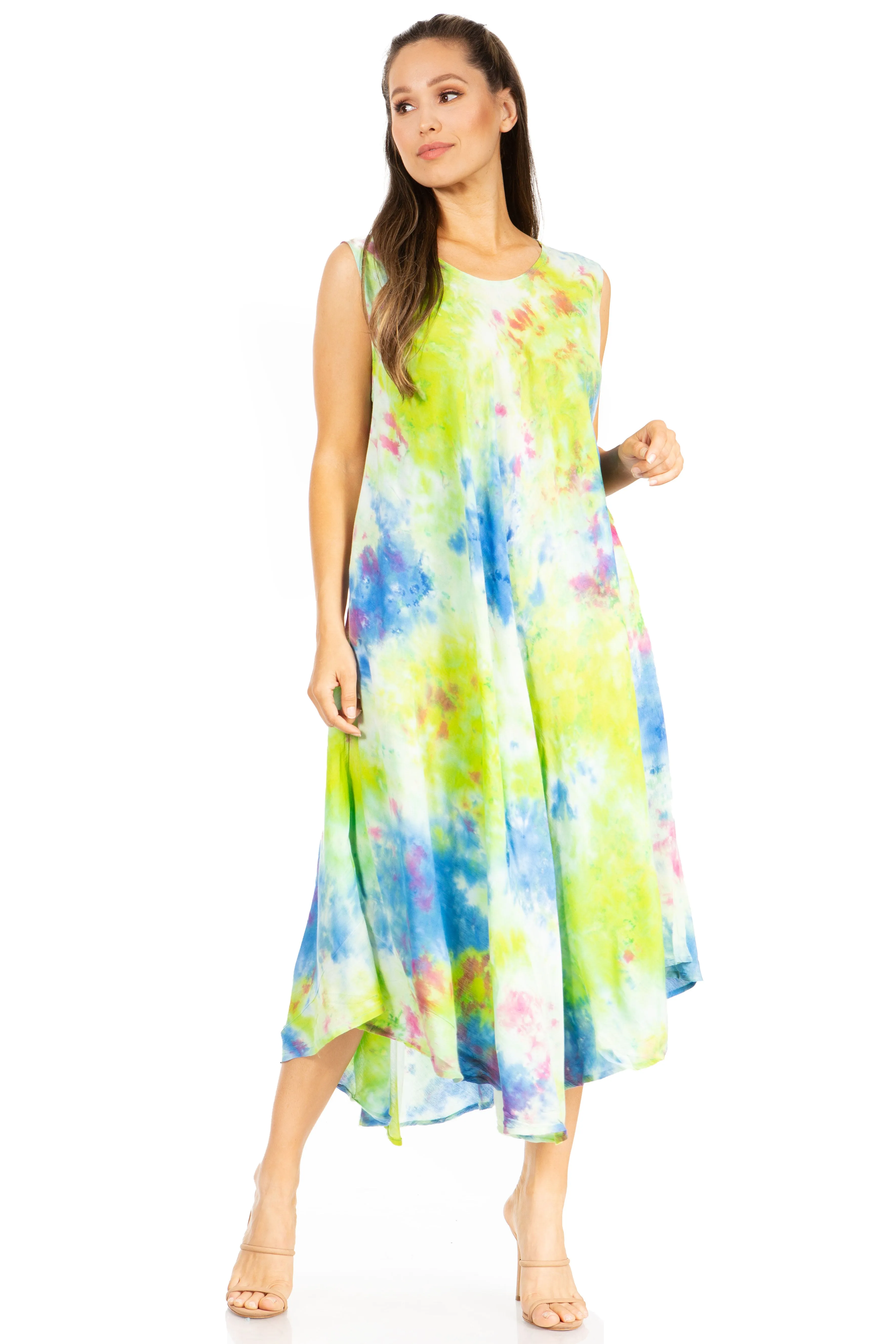 Sakkas Starlight Third Tie Dye Caftan Dress: Women's Beach Cover Up