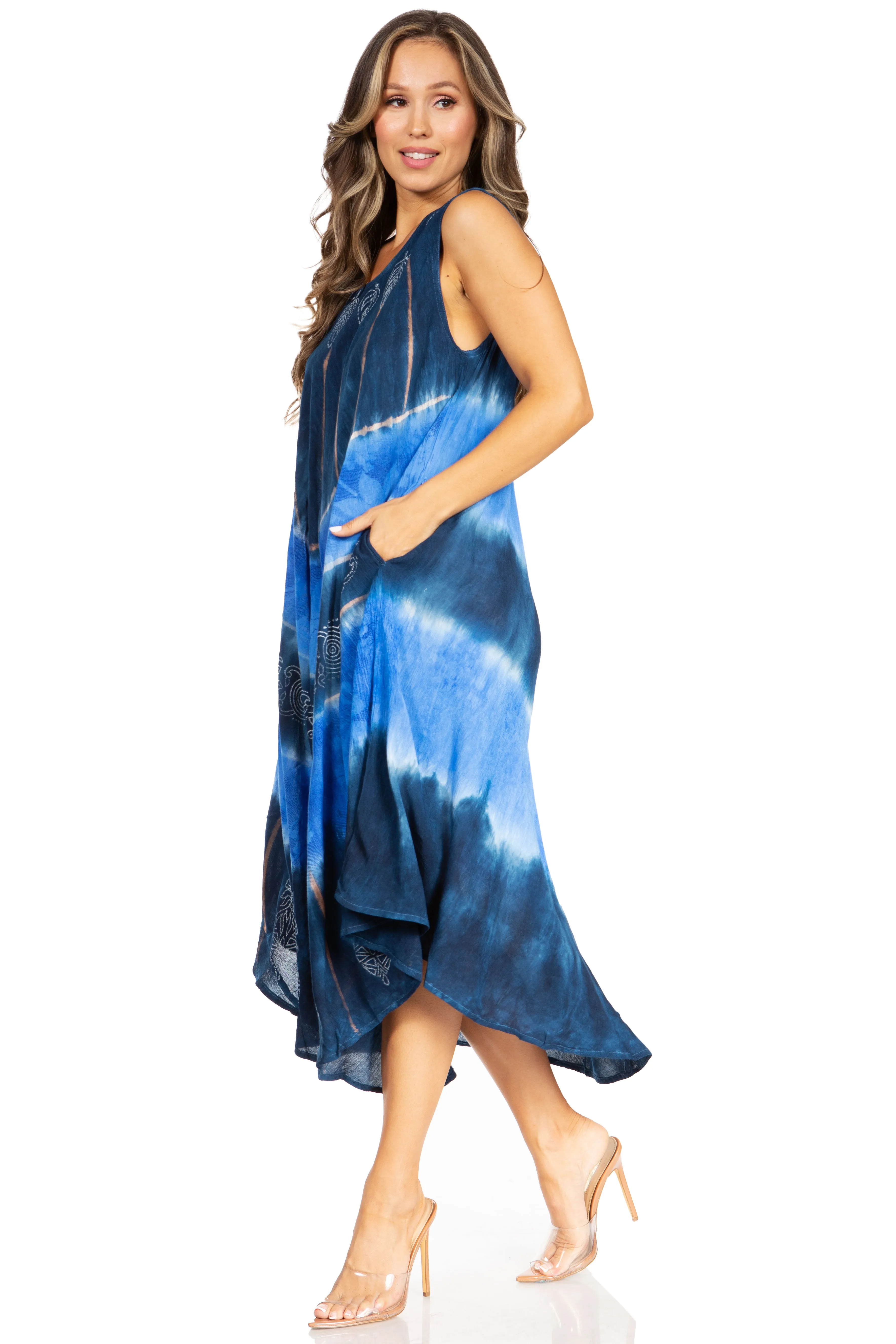 Sakkas Starlight Third Tie Dye Caftan Dress: Women's Beach Cover Up