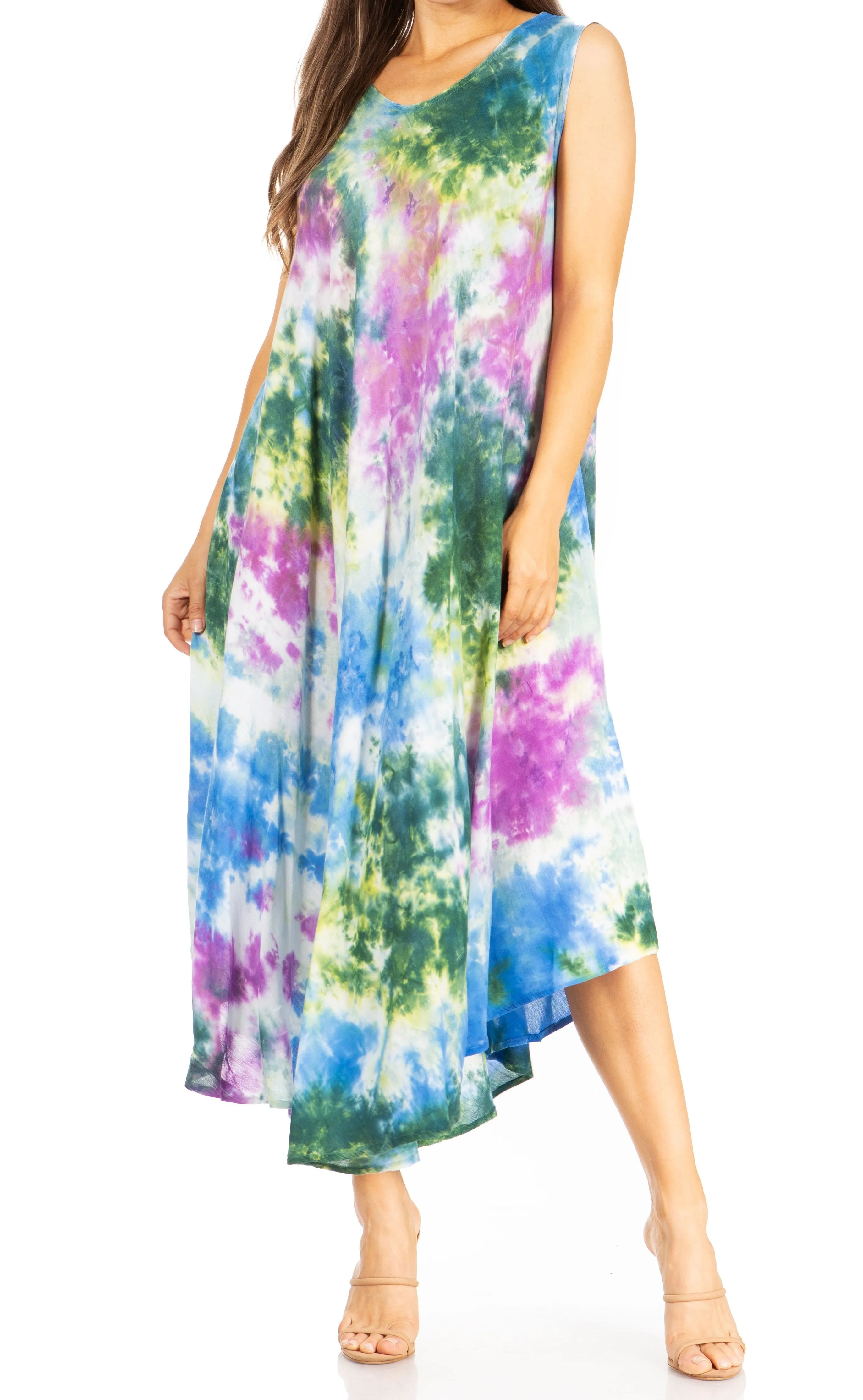 Sakkas Starlight Third Tie Dye Caftan Dress: Women's Beach Cover Up