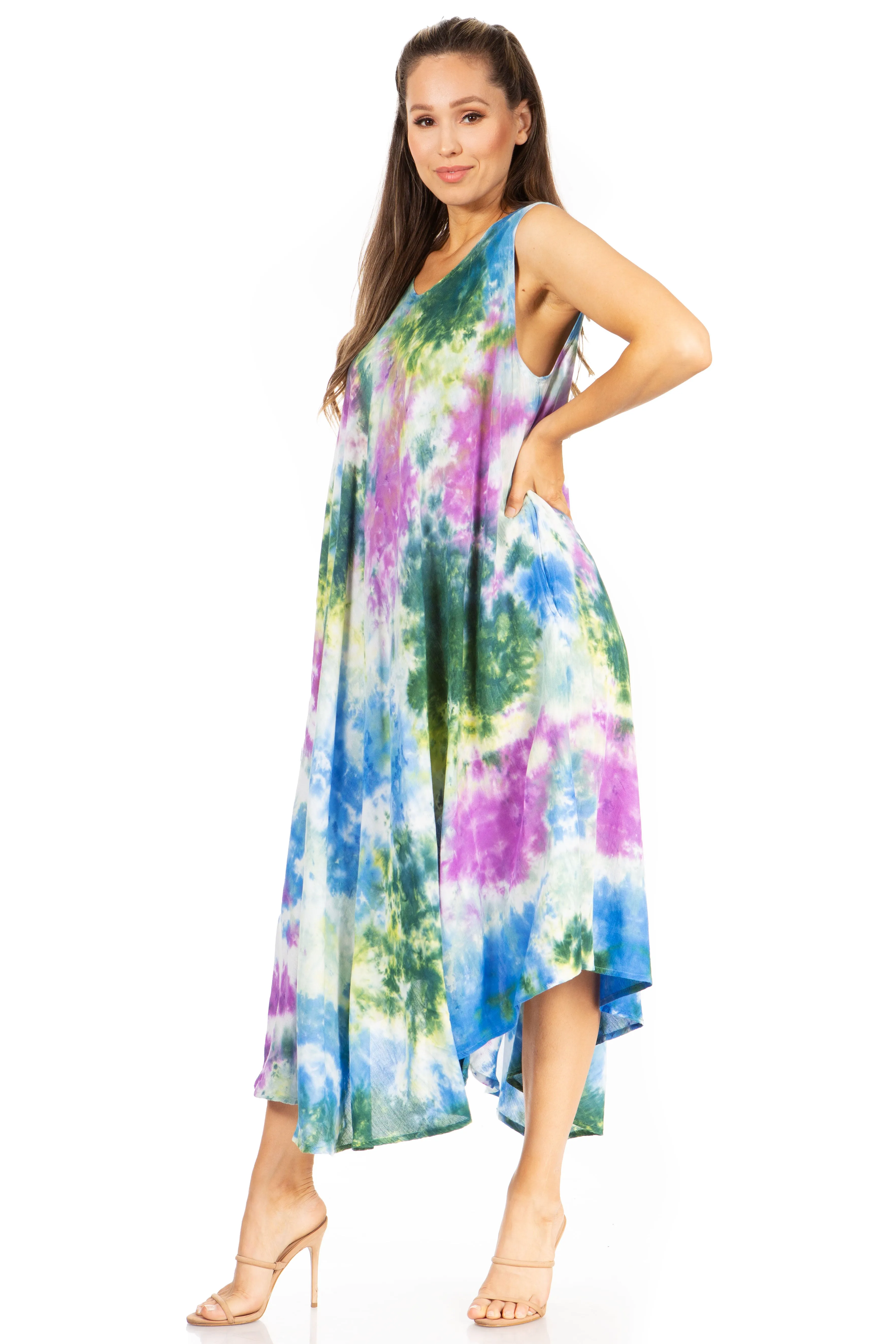 Sakkas Starlight Third Tie Dye Caftan Dress: Women's Beach Cover Up