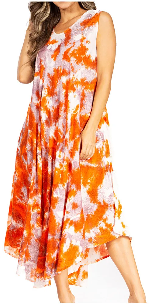 Sakkas Starlight Third Tie Dye Caftan Dress: Women's Beach Cover Up