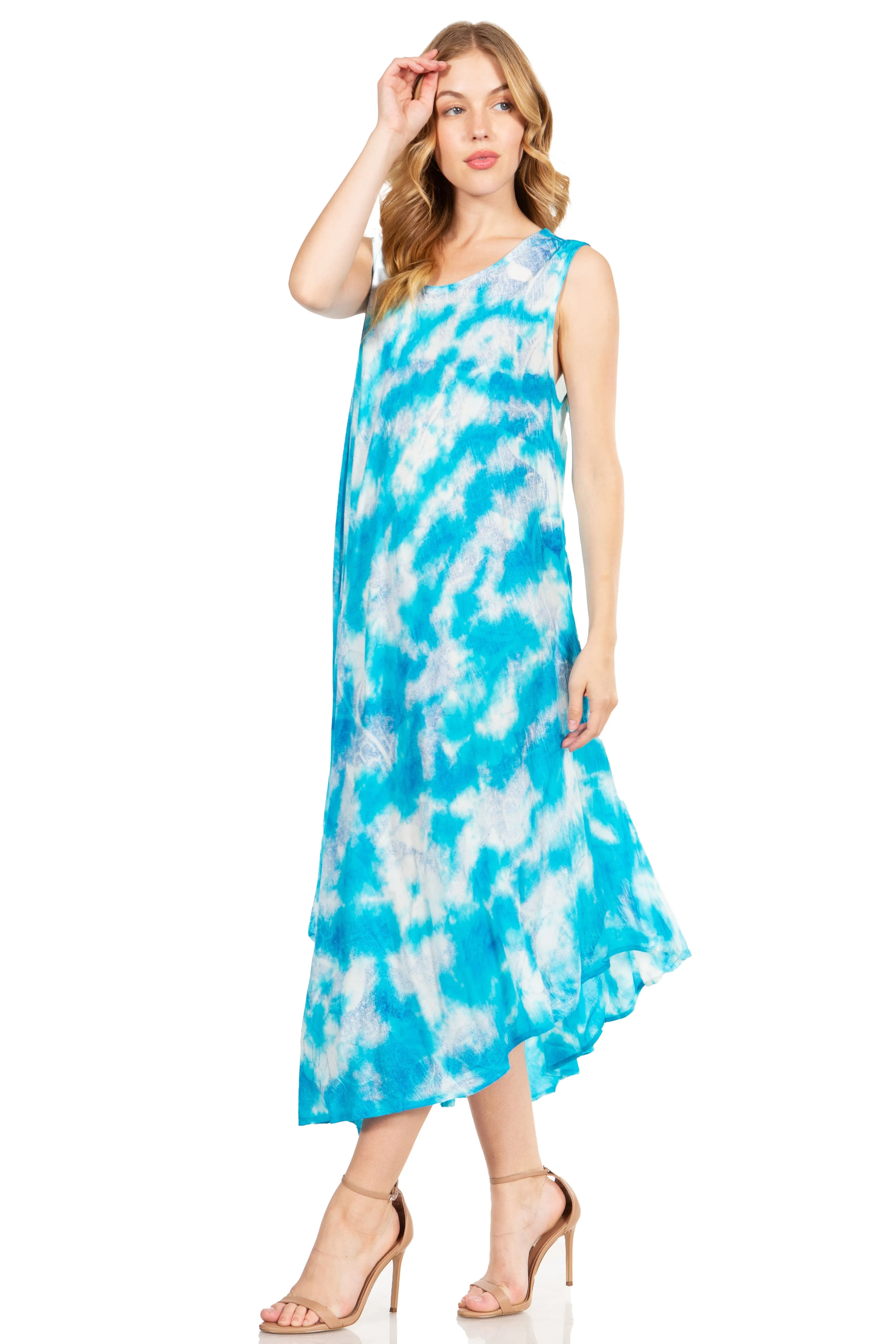 Sakkas Starlight Third Tie Dye Caftan Dress: Women's Beach Cover Up