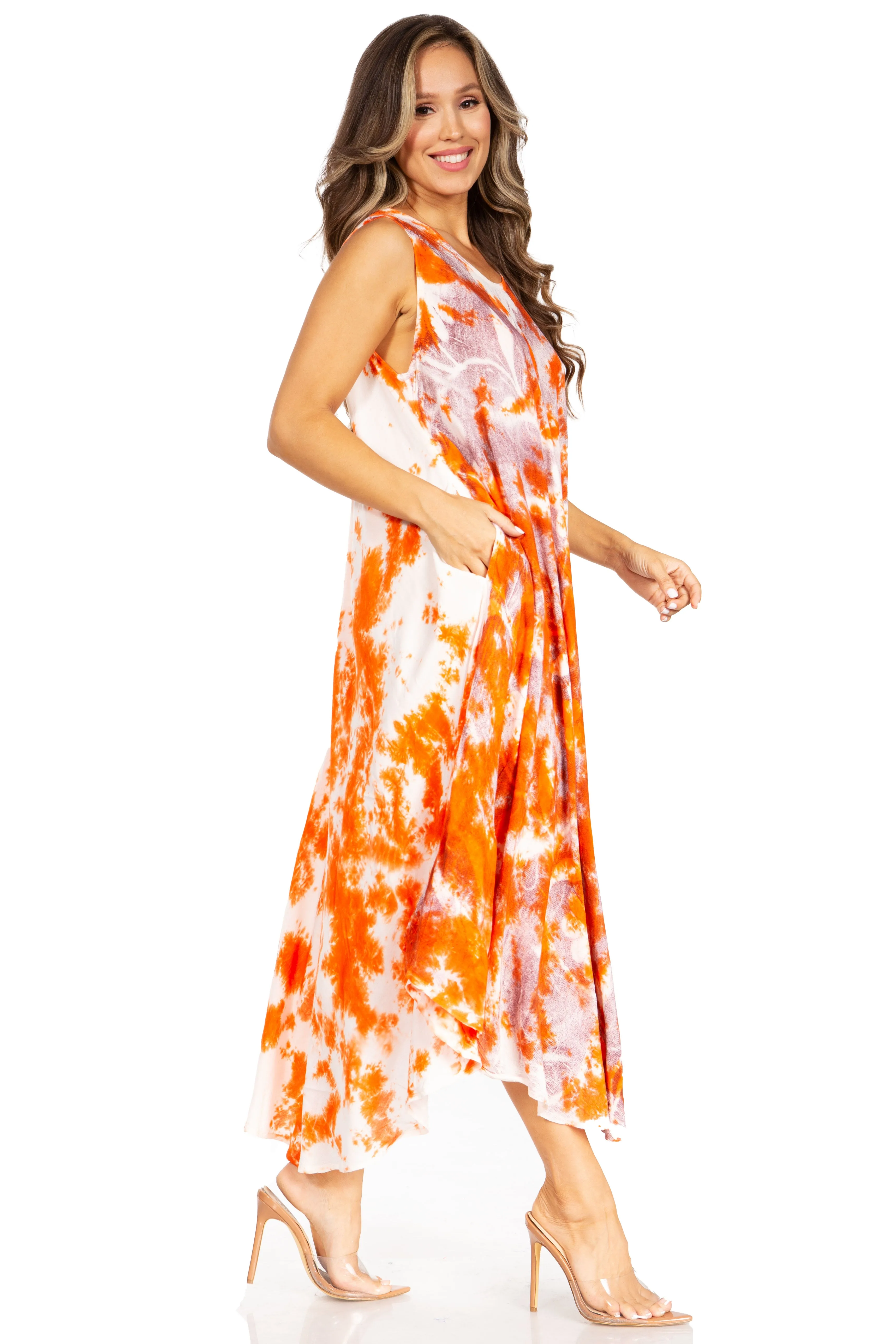 Sakkas Starlight Third Tie Dye Caftan Dress: Women's Beach Cover Up