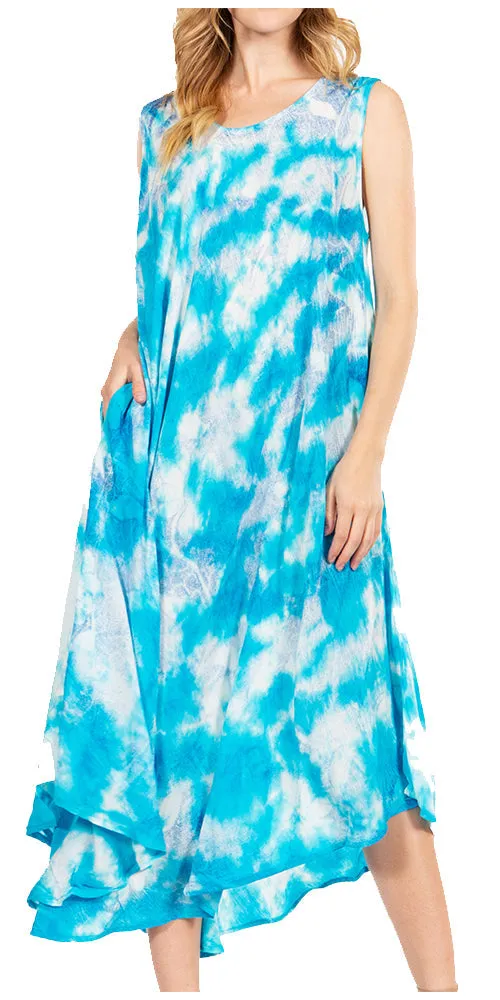 Sakkas Starlight Third Tie Dye Caftan Dress: Women's Beach Cover Up