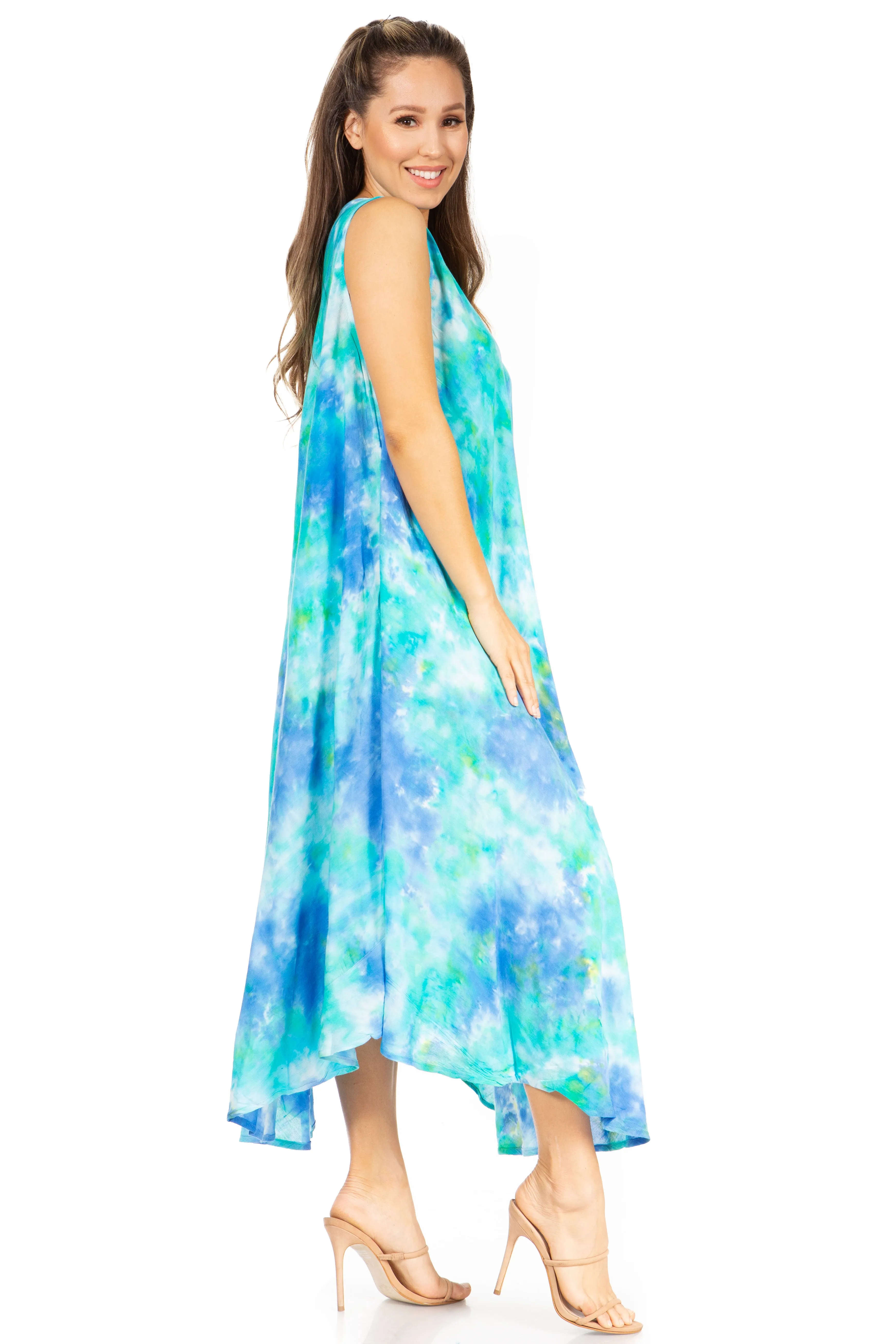 Sakkas Starlight Third Tie Dye Caftan Dress: Women's Beach Cover Up