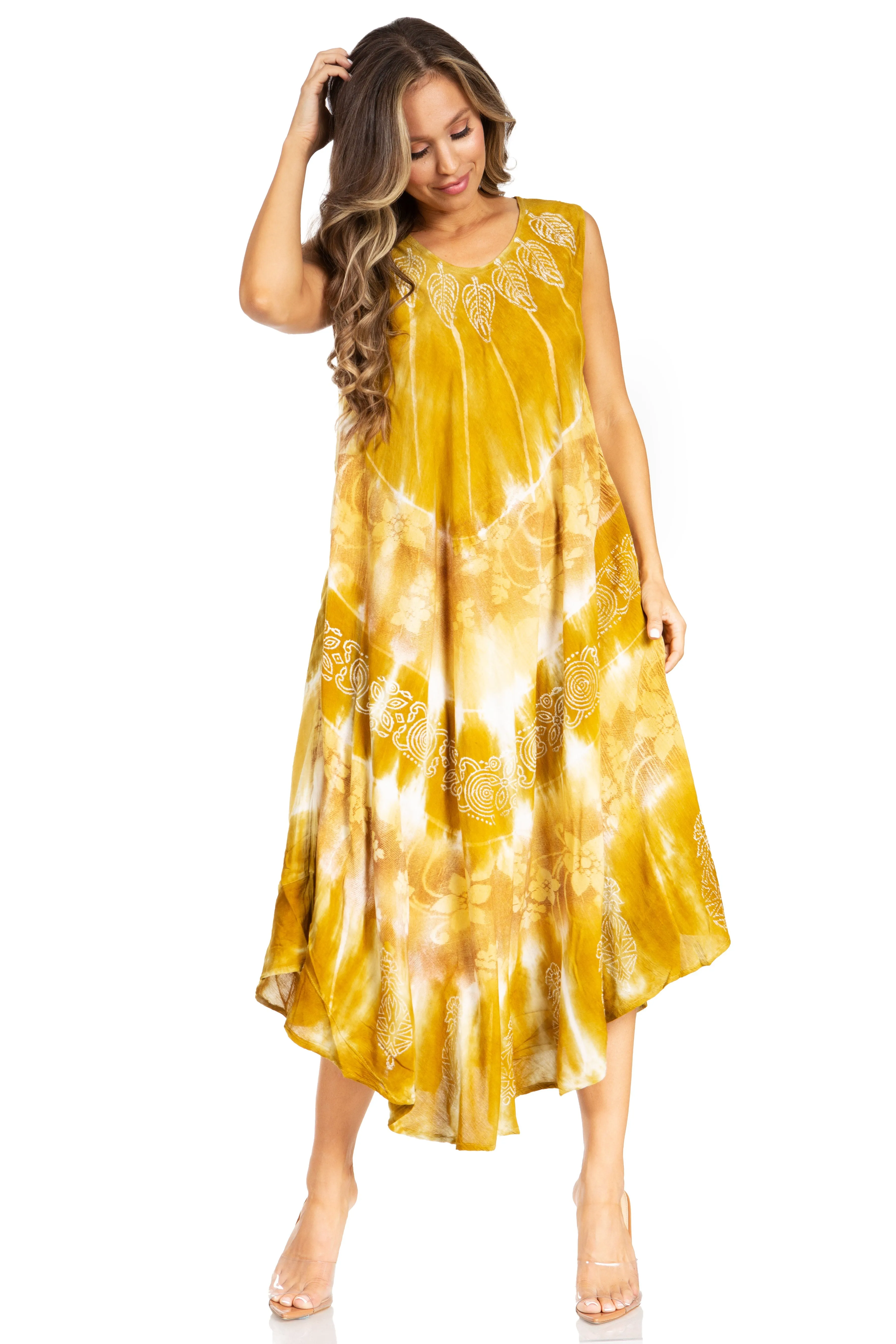 Sakkas Starlight Third Tie Dye Caftan Dress: Women's Beach Cover Up