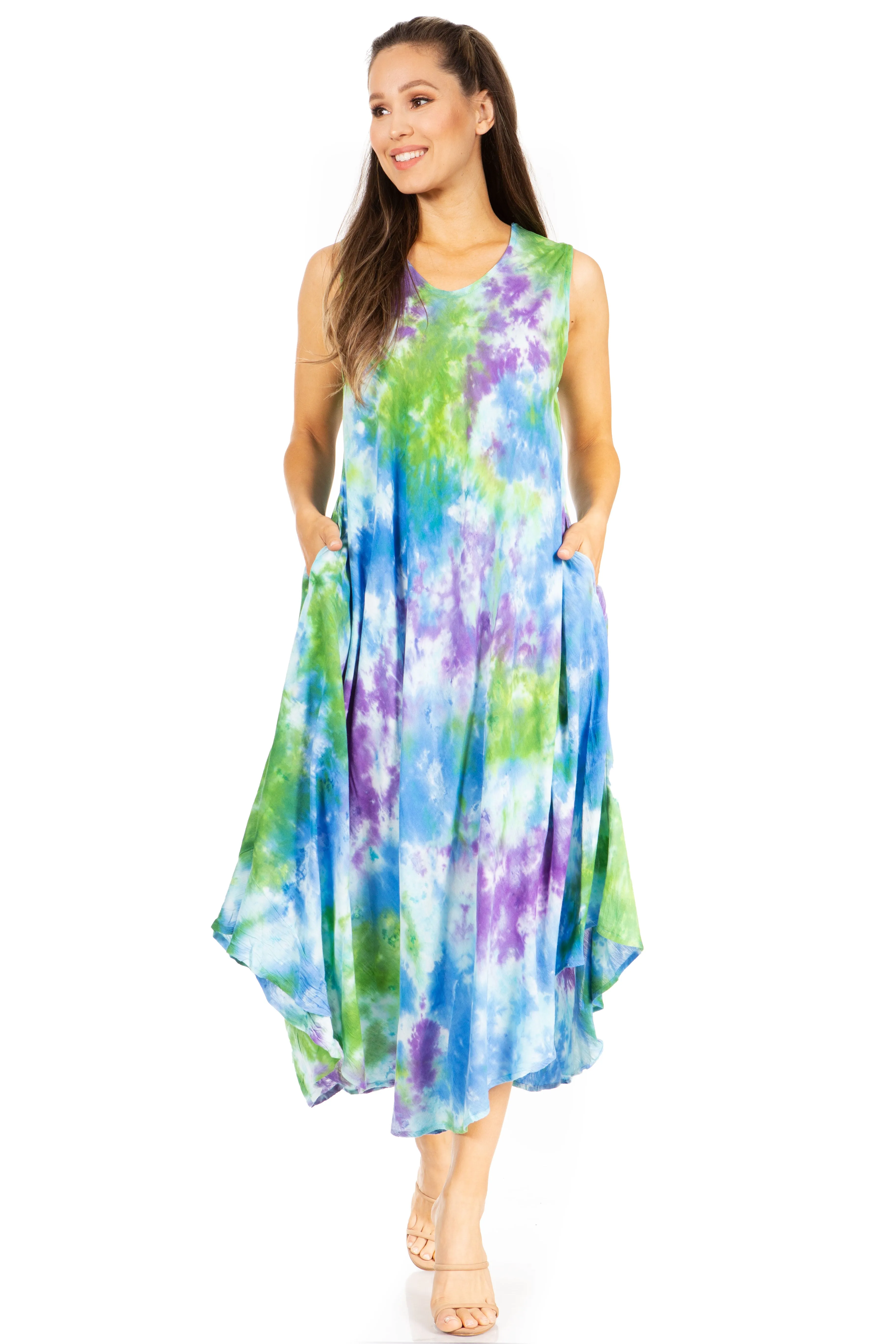 Sakkas Starlight Third Tie Dye Caftan Dress: Women's Beach Cover Up