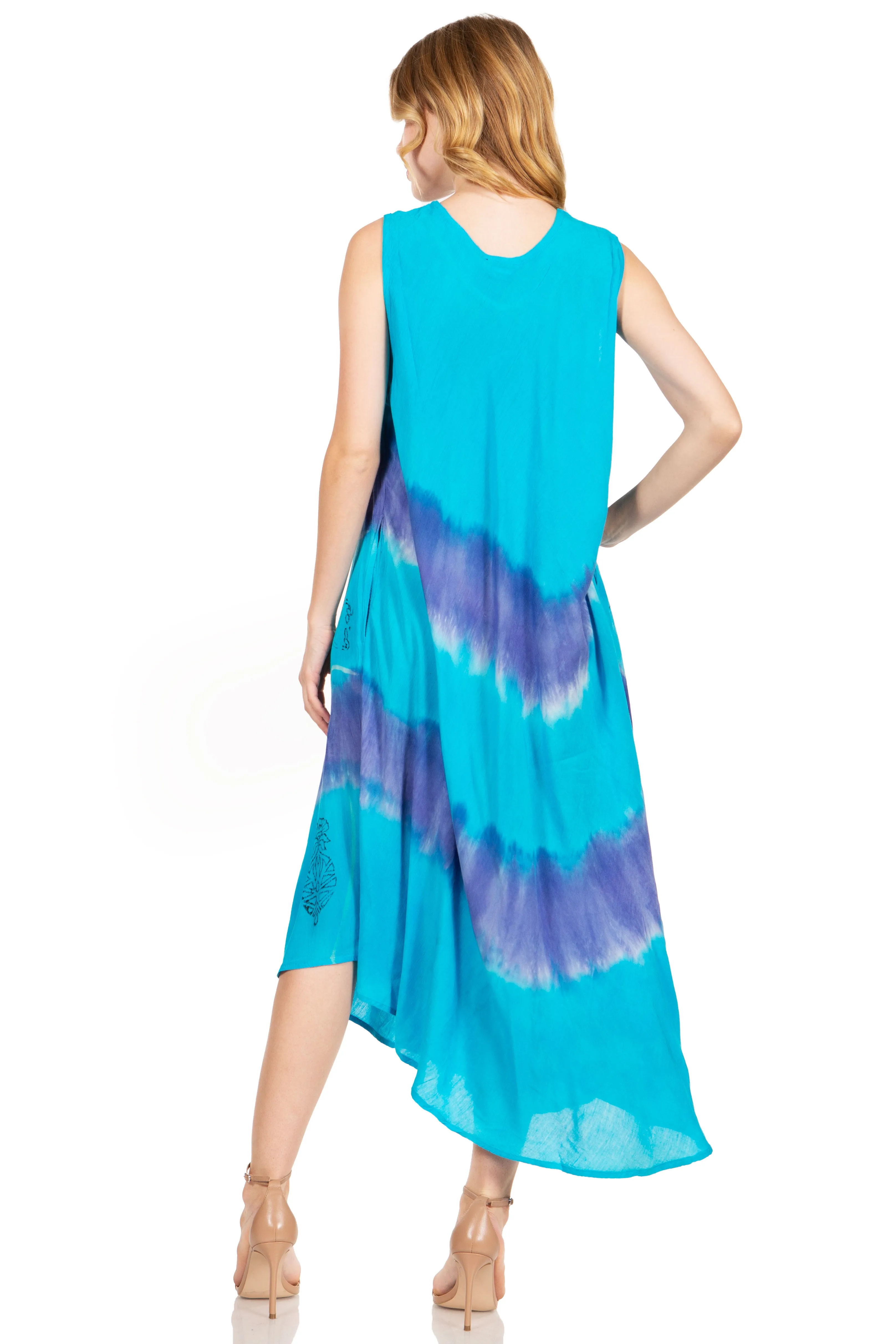 Sakkas Starlight Third Tie Dye Caftan Dress: Women's Beach Cover Up