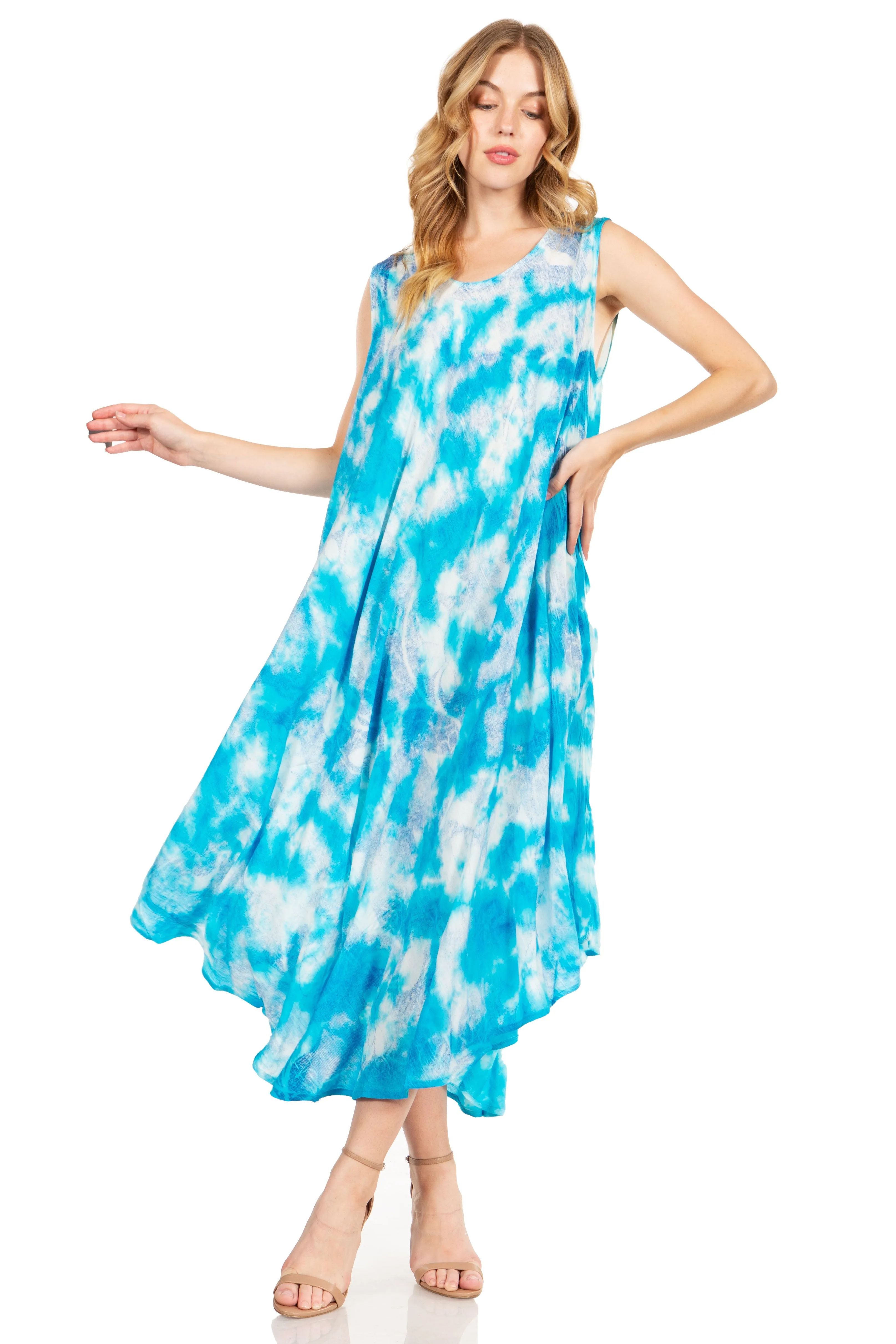 Sakkas Starlight Third Tie Dye Caftan Dress: Women's Beach Cover Up