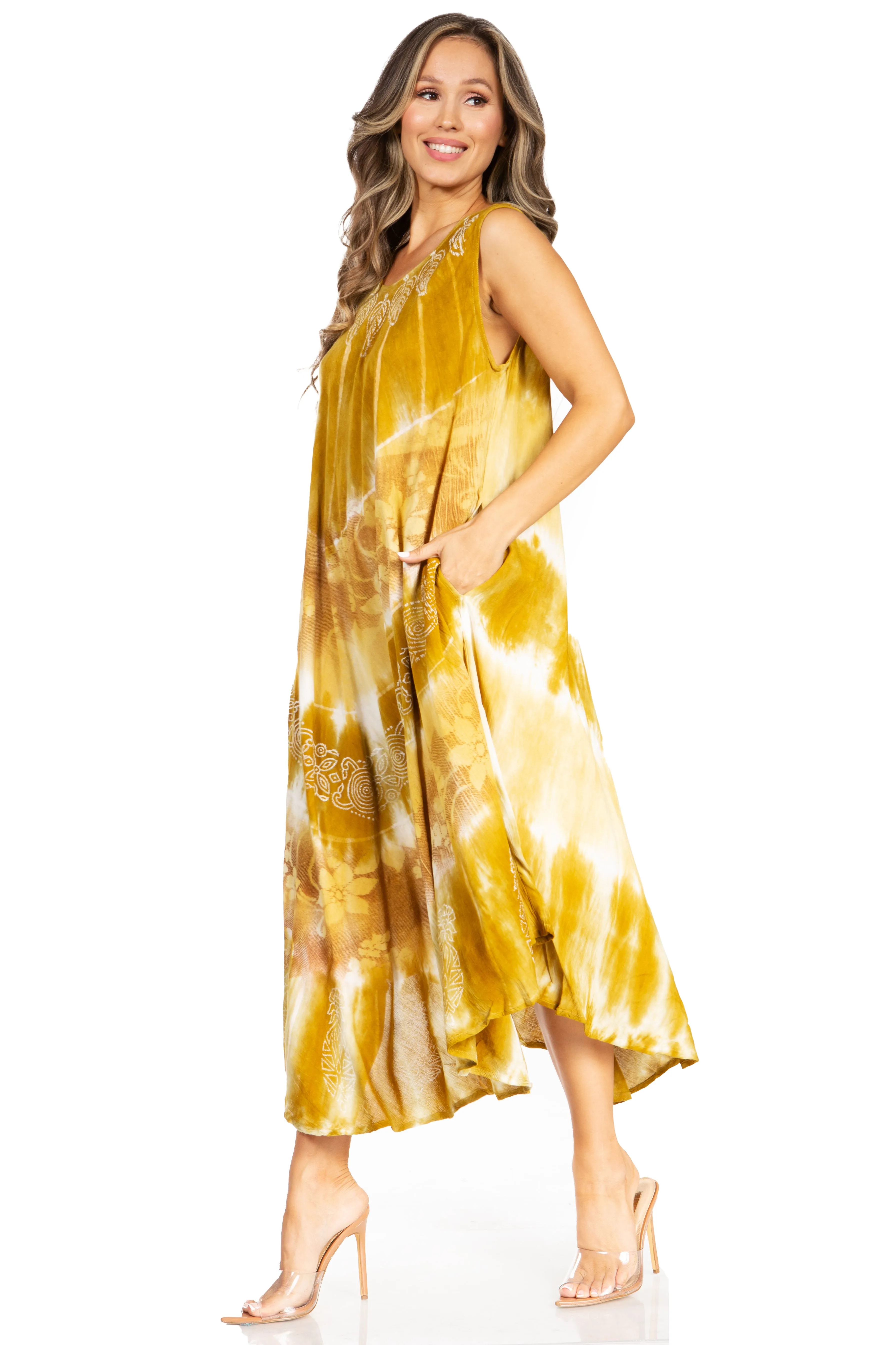 Sakkas Starlight Third Tie Dye Caftan Dress: Women's Beach Cover Up