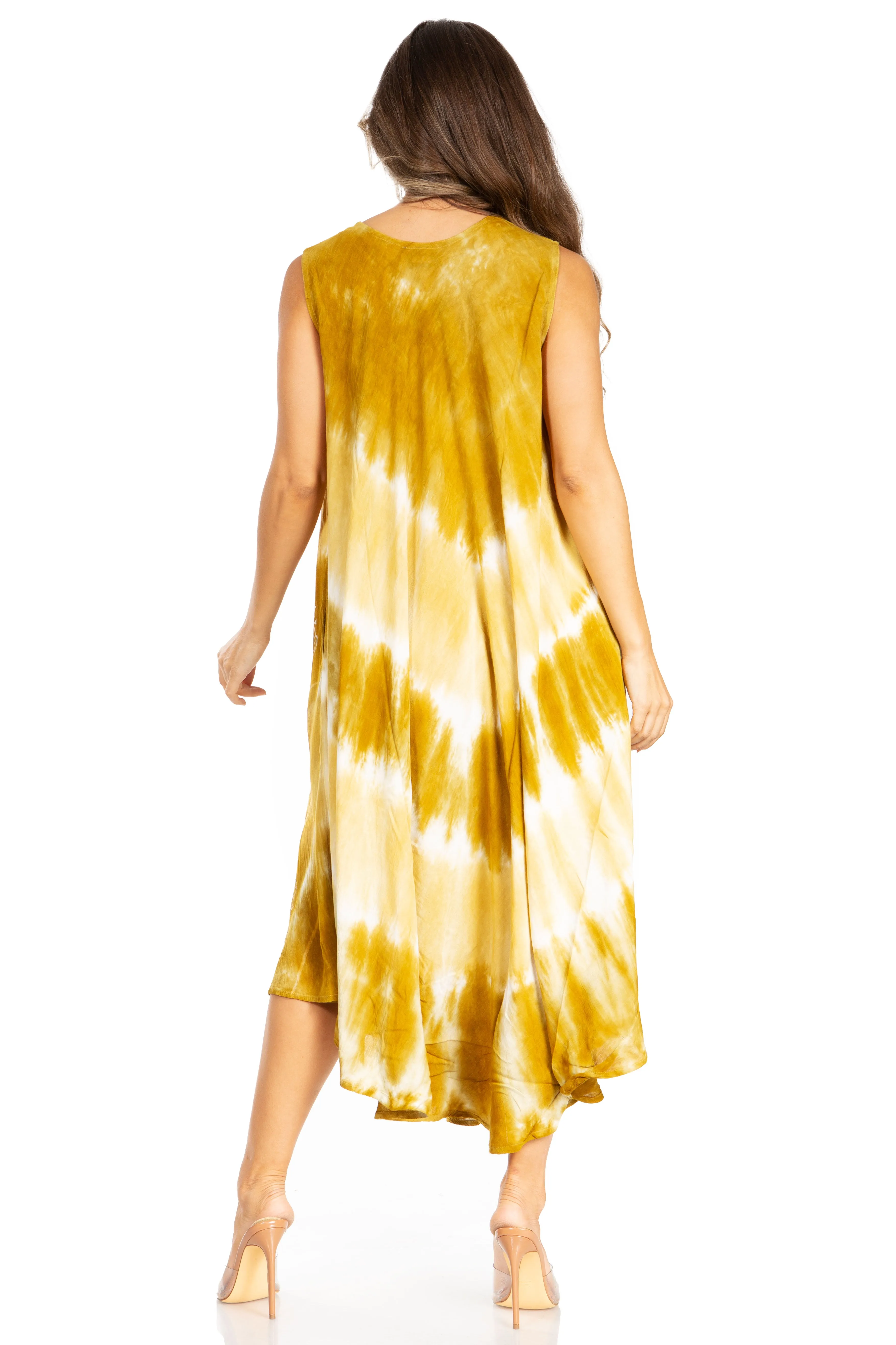 Sakkas Starlight Third Tie Dye Caftan Dress: Women's Beach Cover Up