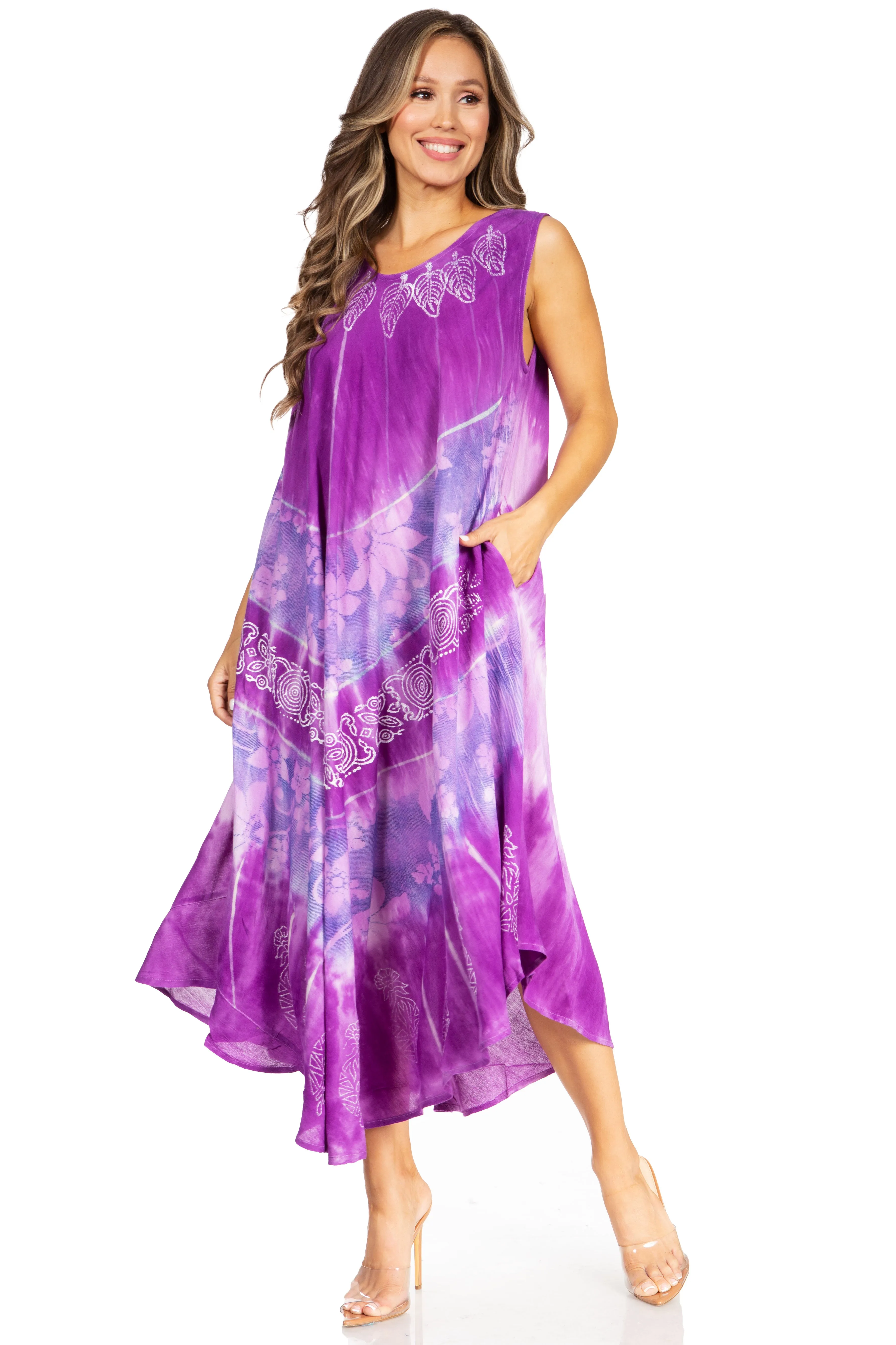 Sakkas Starlight Third Tie Dye Caftan Dress: Women's Beach Cover Up