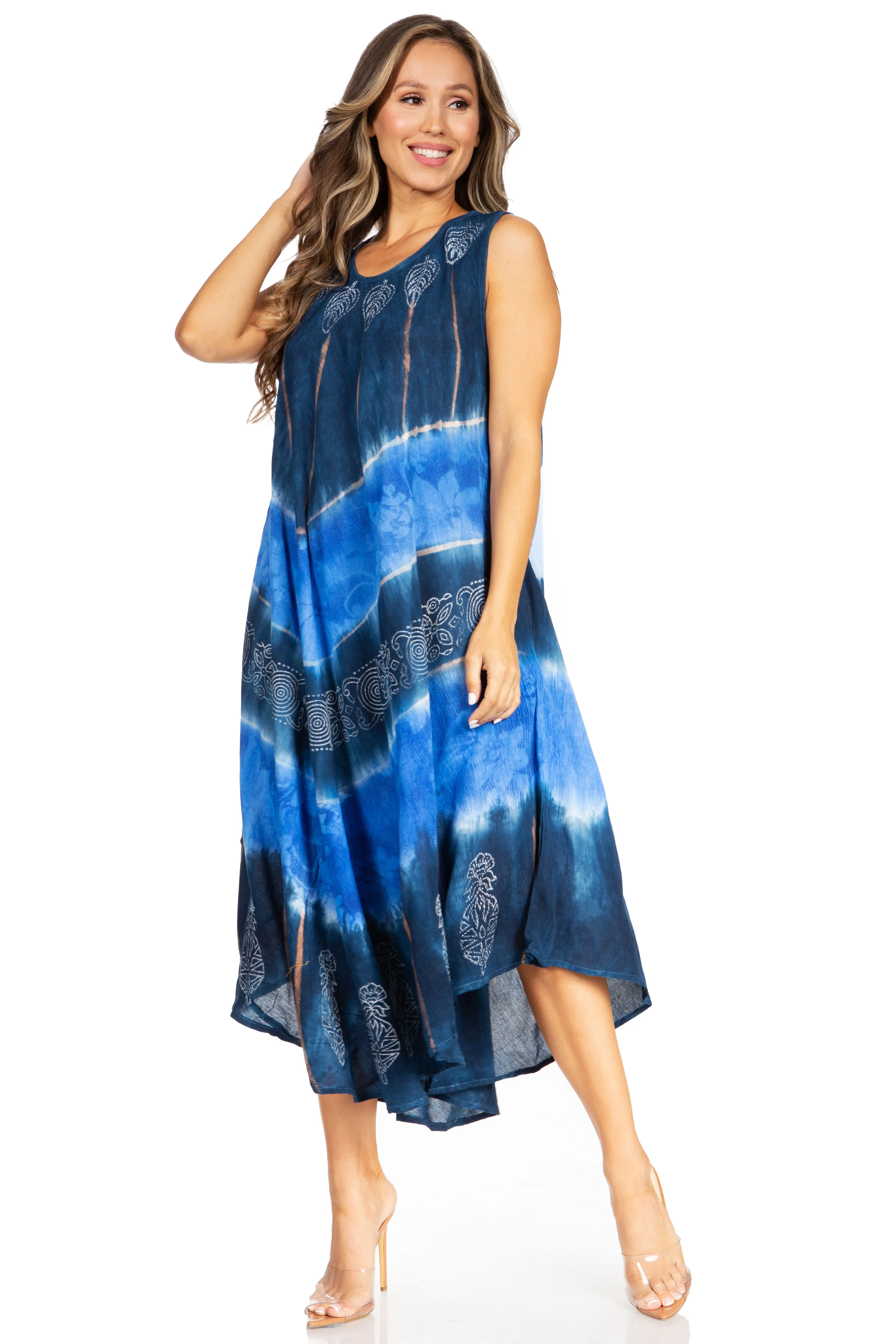 Sakkas Starlight Third Tie Dye Caftan Dress: Women's Beach Cover Up