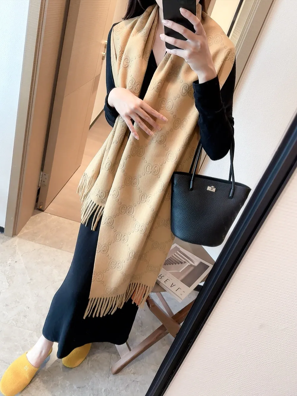 SCARF IN PEANUT BROWN CASHMERE 405595