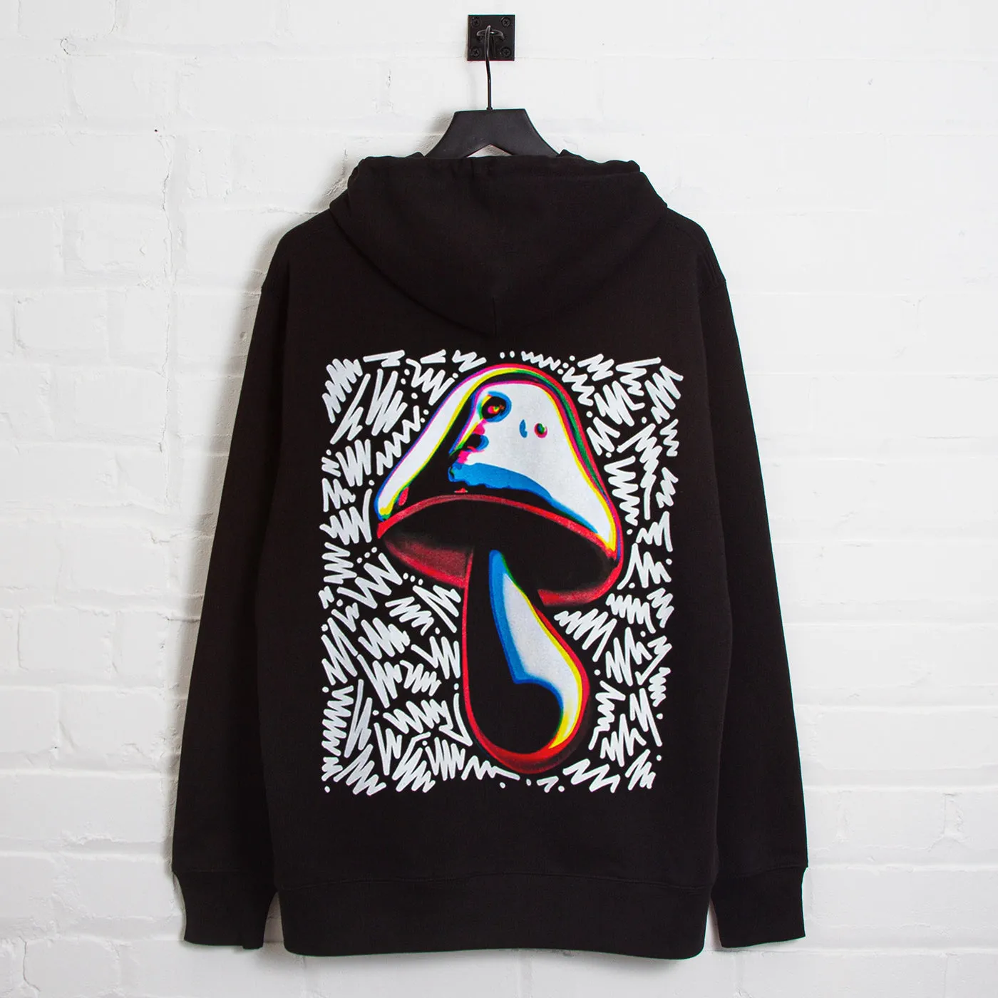 SHROOM DOODLE - Pullover Hood - Black