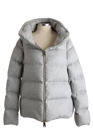 Silk-Cashmere Water Repellent Down Puffer Jacket