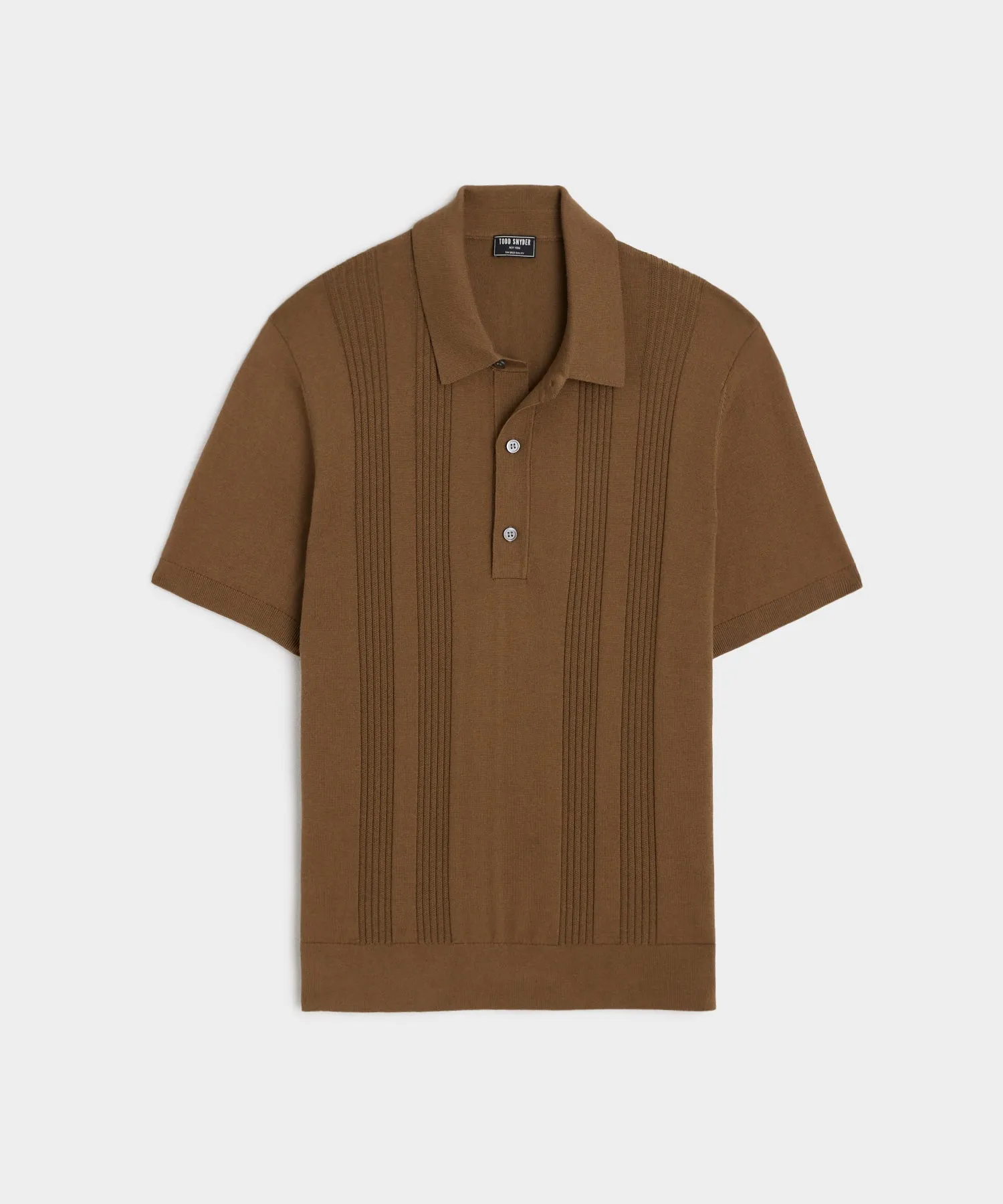 Silk Cotton Ribbed Polo in Espresso Bean