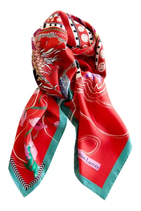 Silk scarf "Ocean Bloom" Lacroix - red