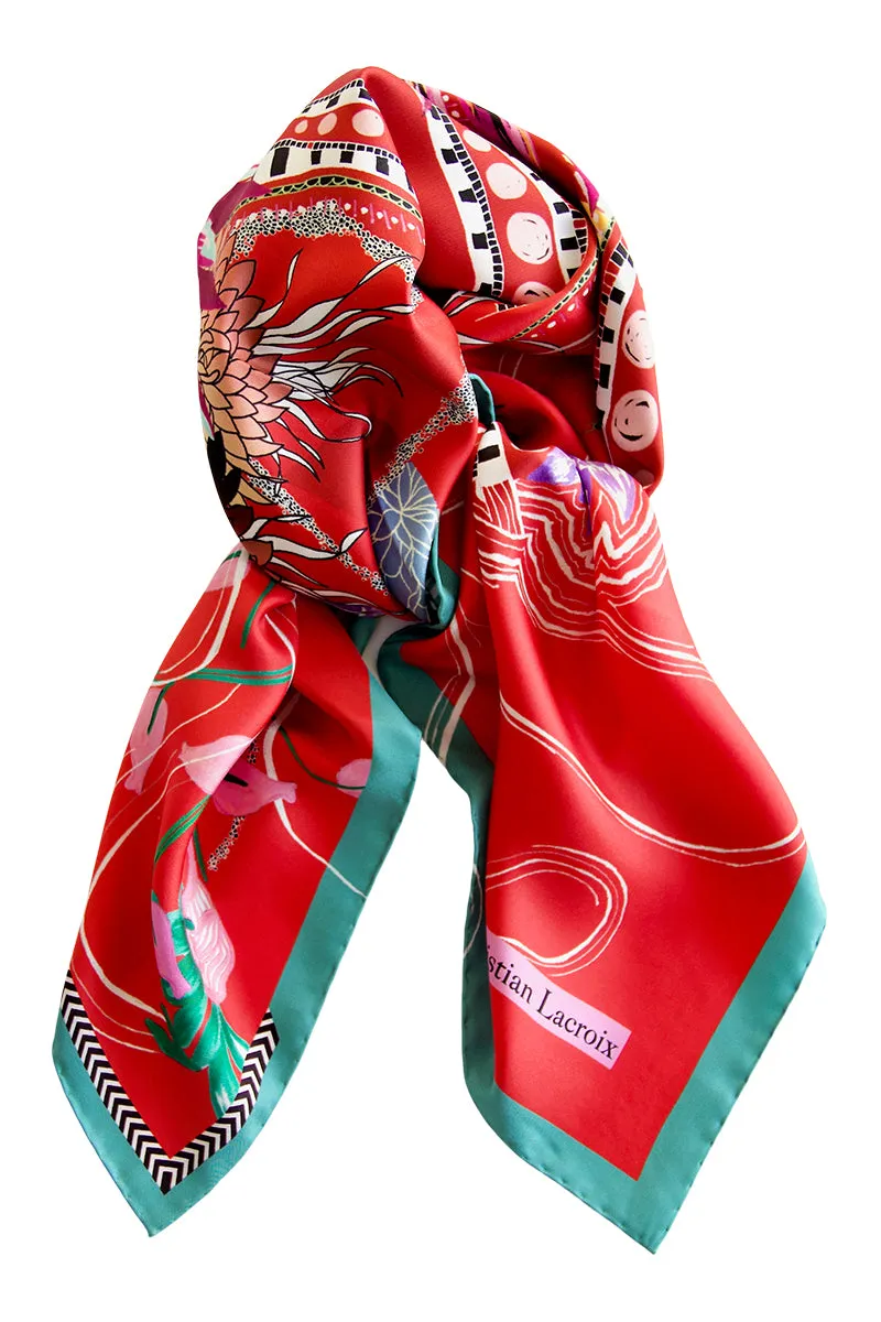 Silk scarf "Ocean Bloom" Lacroix - red