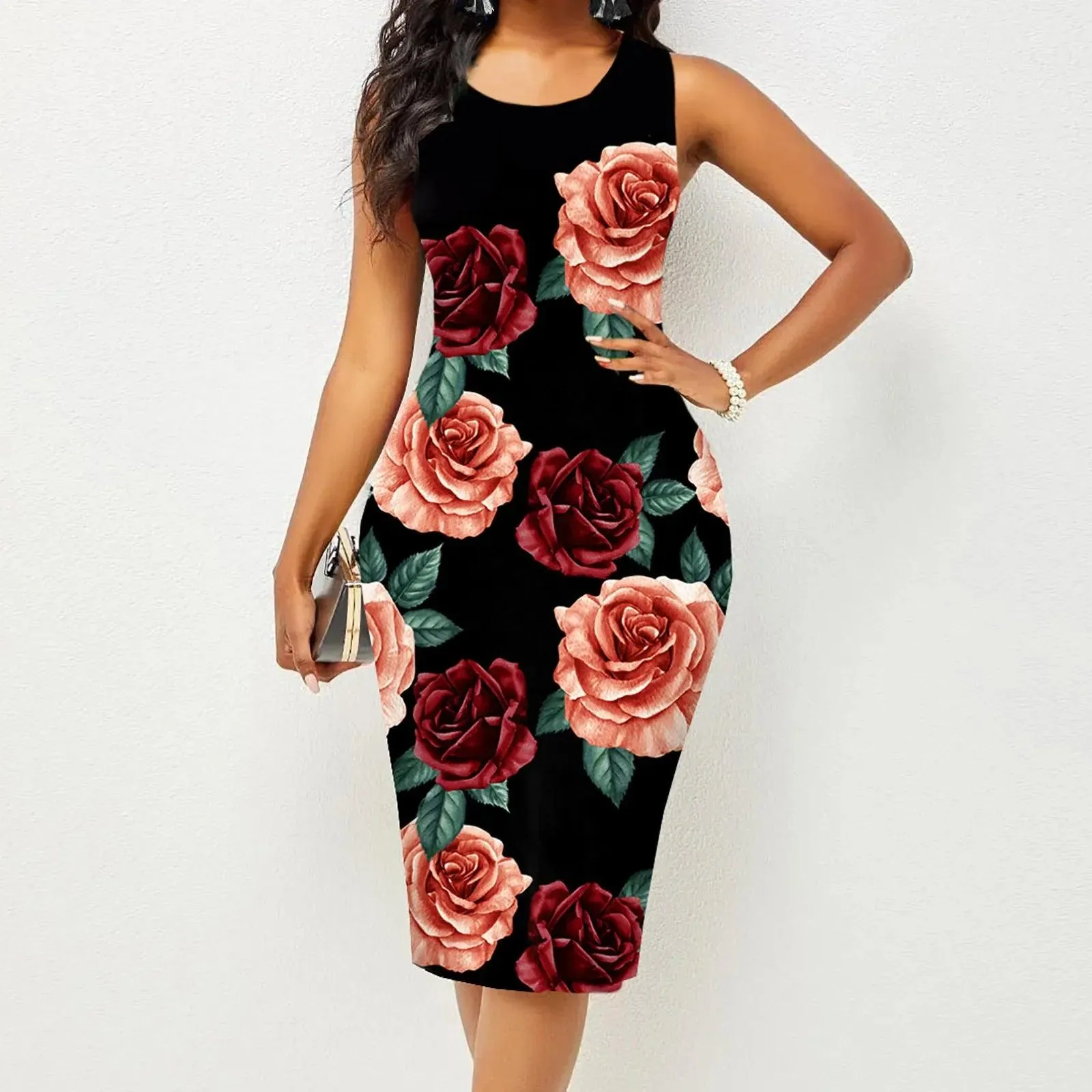 Spring and Summer Chic Hip Print Dress: Stylish Sleeveless Fashion Statement