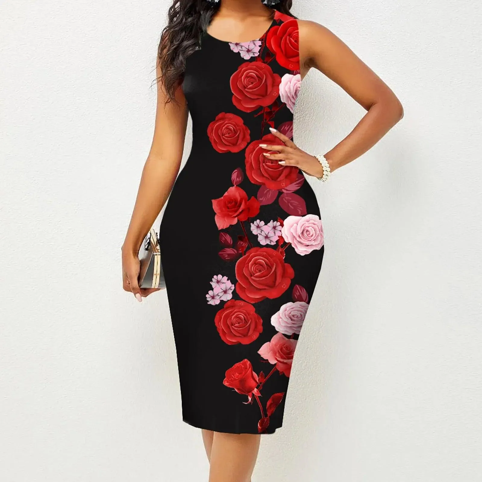 Spring and Summer Chic Hip Print Dress: Stylish Sleeveless Fashion Statement