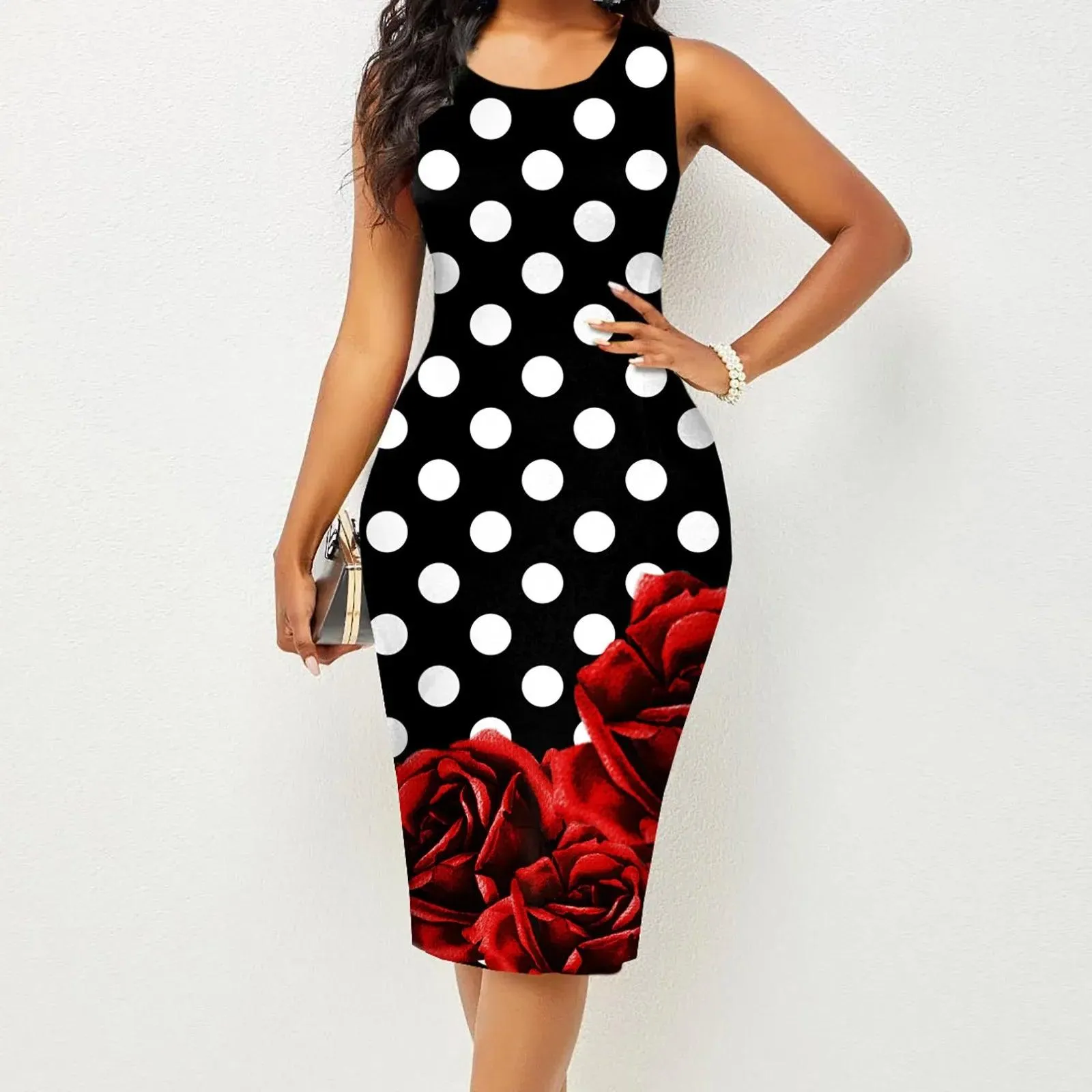 Spring and Summer Chic Hip Print Dress: Stylish Sleeveless Fashion Statement