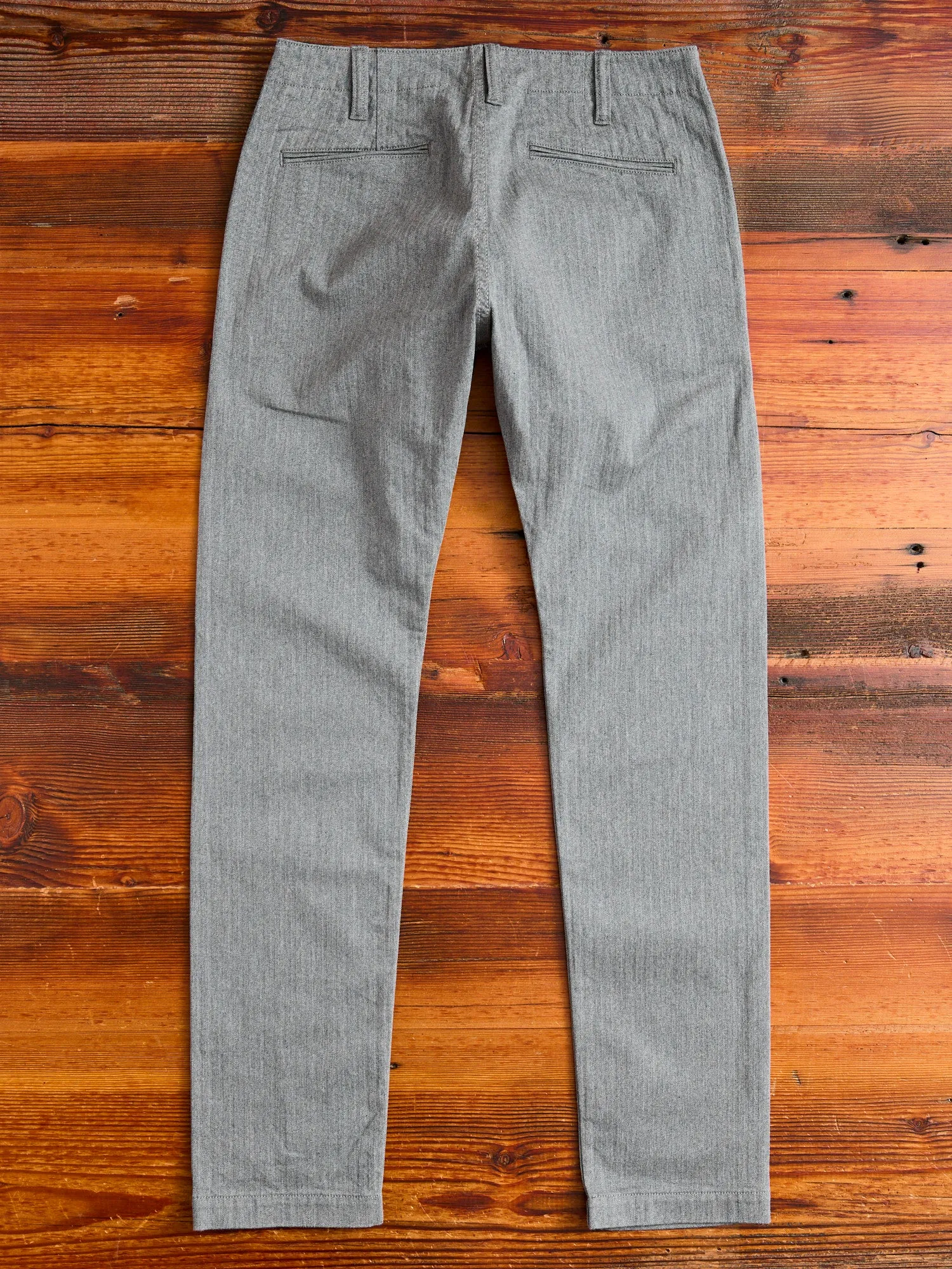 Stretch Herringbone Trousers in Heather Grey