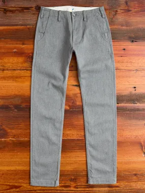 Stretch Herringbone Trousers in Heather Grey