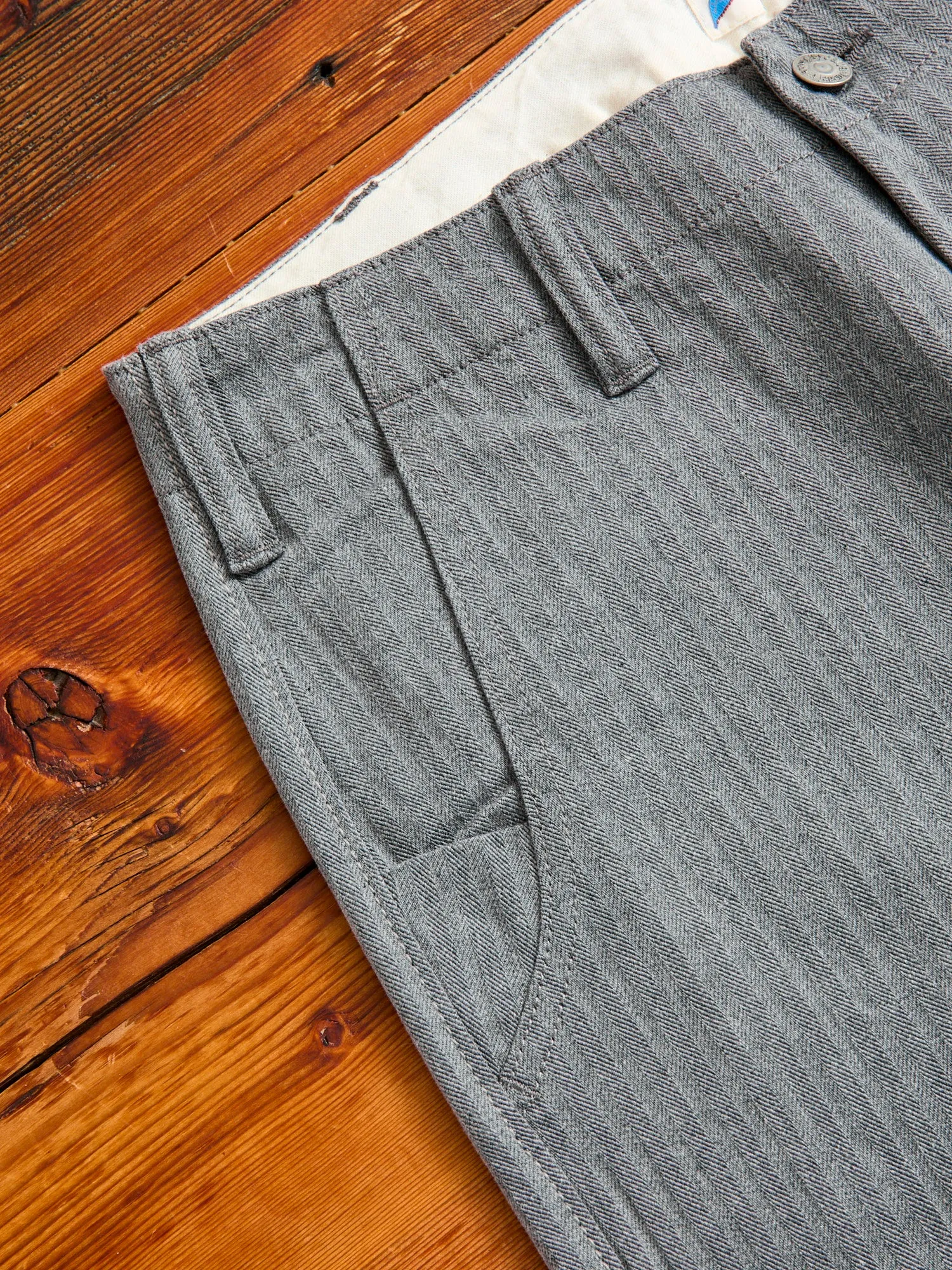 Stretch Herringbone Trousers in Heather Grey