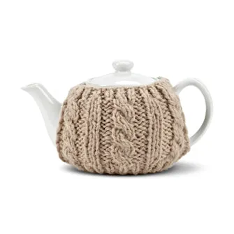 Teapot with Camel Sweater Cozy