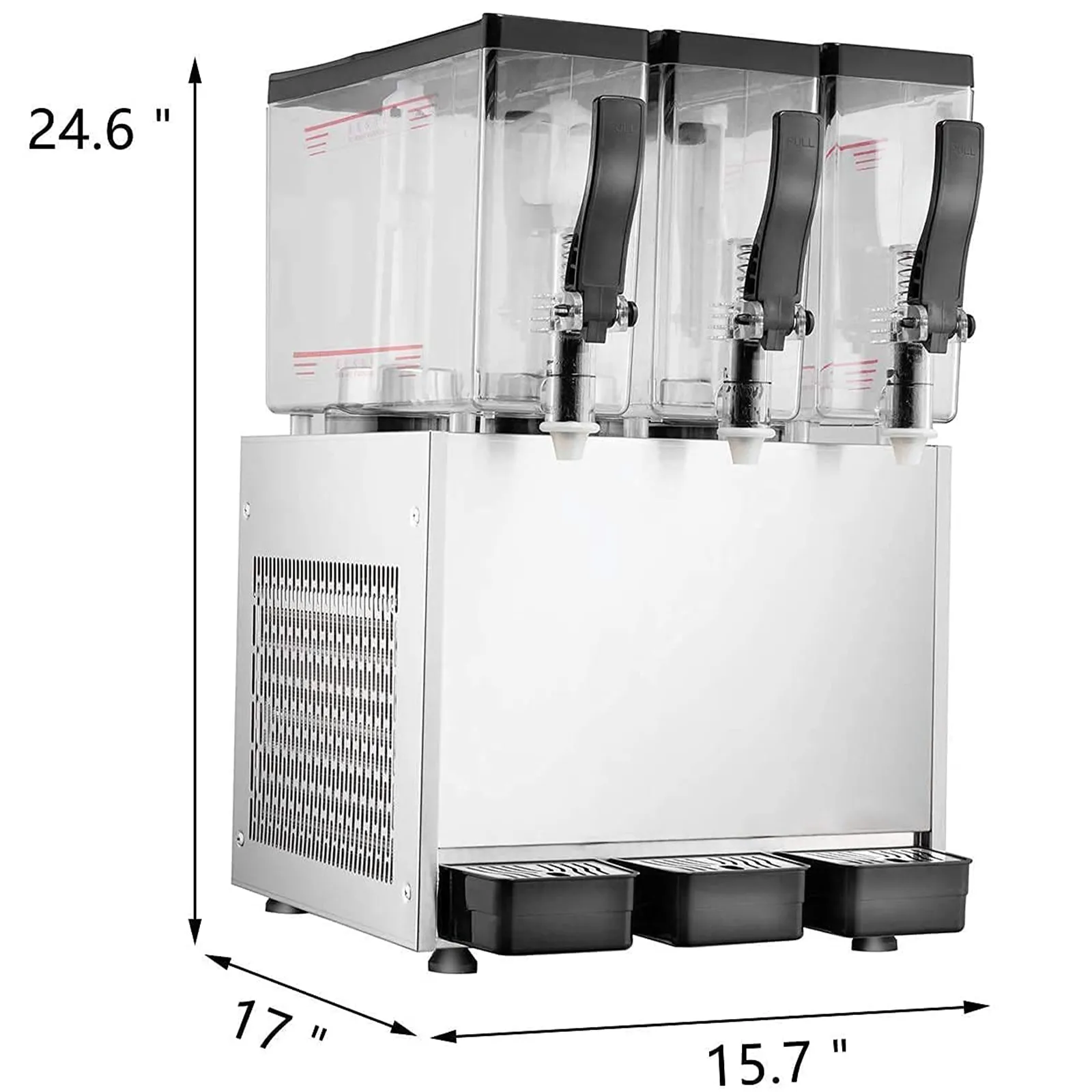 TECSPACE 110V Commercial Beverage Dispenser Cold and Hot 3 Tanks 30L 9.5 Gallon Stainless Steel Fruit Juice Beverage Machine