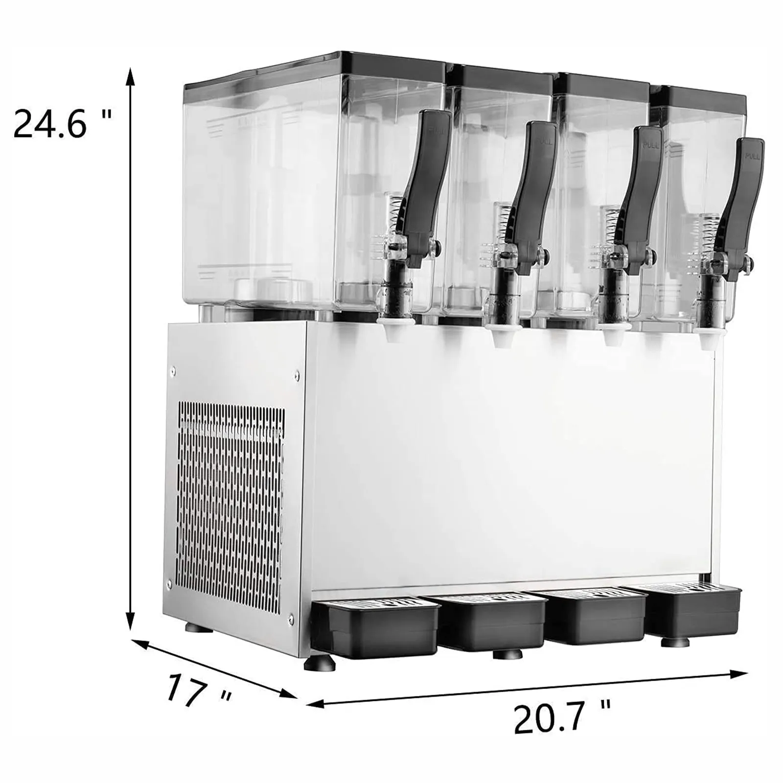 TECSPACE 110V Commercial Beverage Dispenser Cold and Hot 4 Tanks 40L 12.7 Gallon Stainless Steel Fruit Juice Beverage Machine