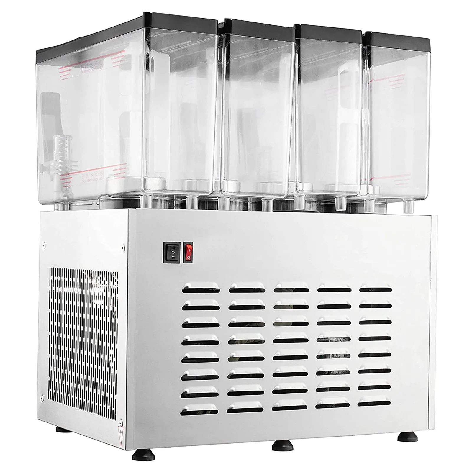 TECSPACE 110V Commercial Beverage Dispenser Cold and Hot 4 Tanks 40L 12.7 Gallon Stainless Steel Fruit Juice Beverage Machine