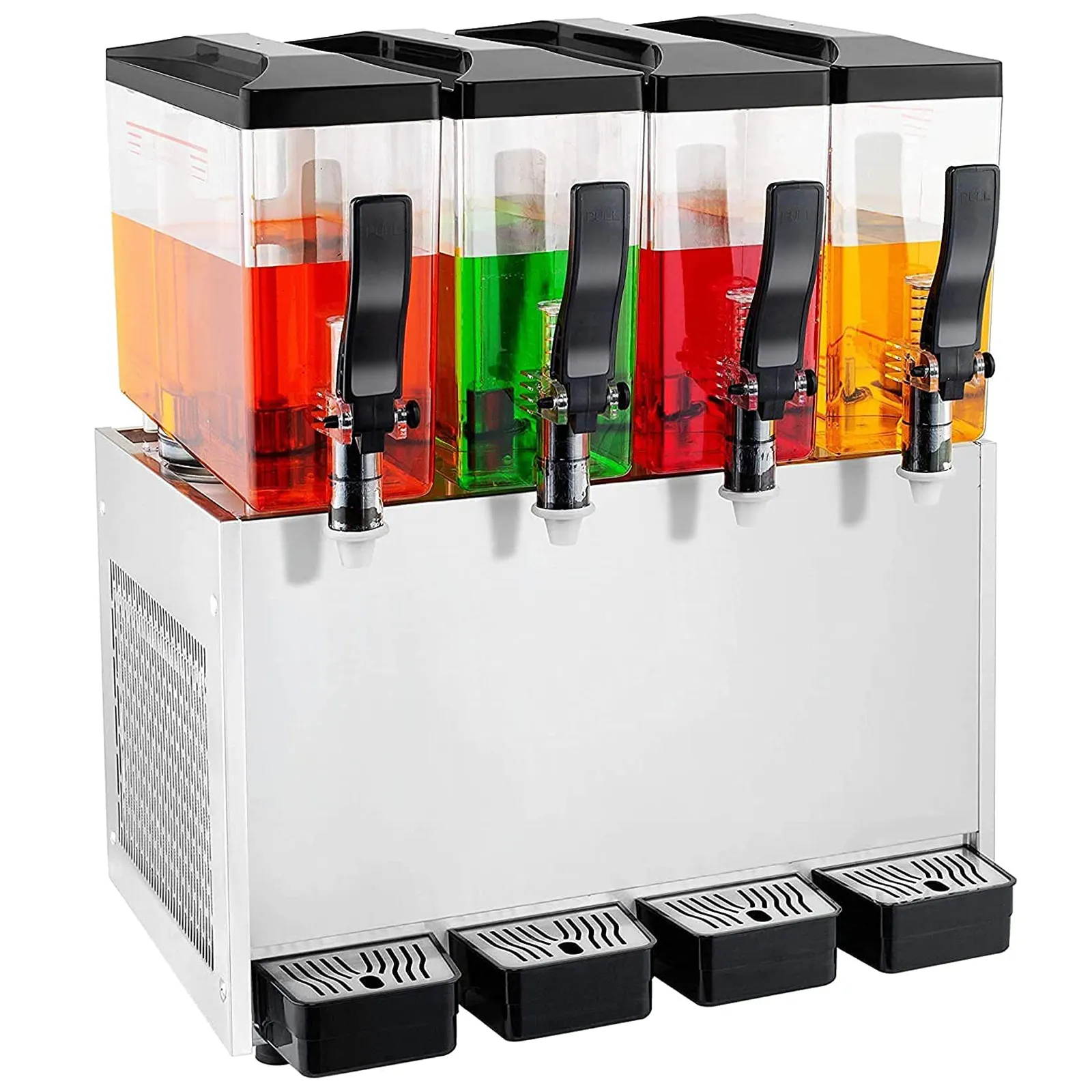 TECSPACE 110V Commercial Beverage Dispenser Cold and Hot 4 Tanks 40L 12.7 Gallon Stainless Steel Fruit Juice Beverage Machine