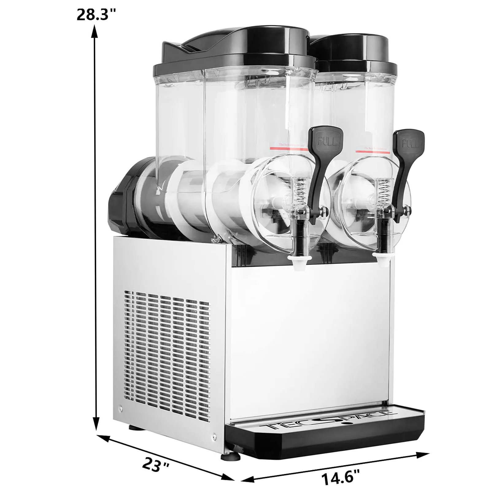 TECSPACE 30L 2 Tank 110V Commercial Slushy Machine 1050W Stainless Steel Margarita Smoothie Frozen Drink Maker