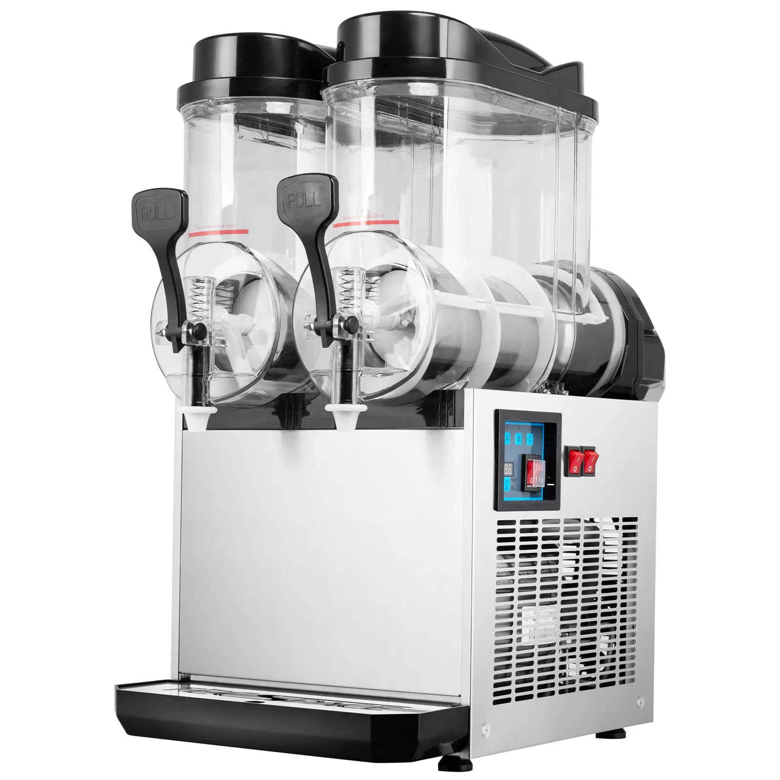 TECSPACE 30L 2 Tank 110V Commercial Slushy Machine 1050W Stainless Steel Margarita Smoothie Frozen Drink Maker