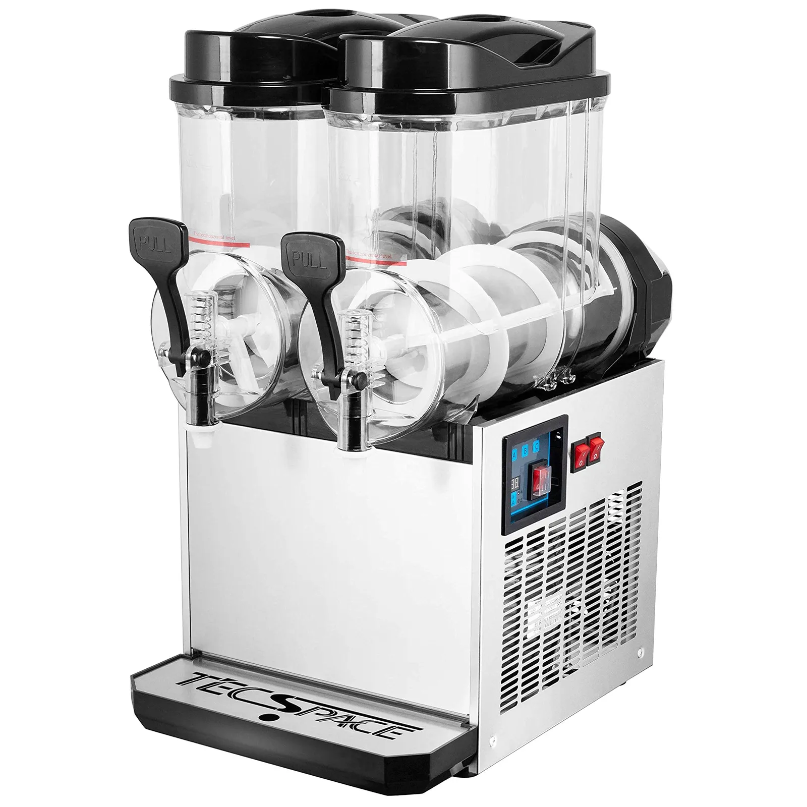 TECSPACE 30L 2 Tank 110V Commercial Slushy Machine 1050W Stainless Steel Margarita Smoothie Frozen Drink Maker