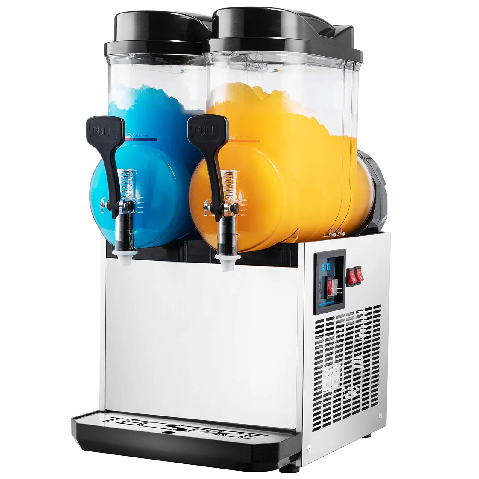 TECSPACE 30L 2 Tank 110V Commercial Slushy Machine 1050W Stainless Steel Margarita Smoothie Frozen Drink Maker