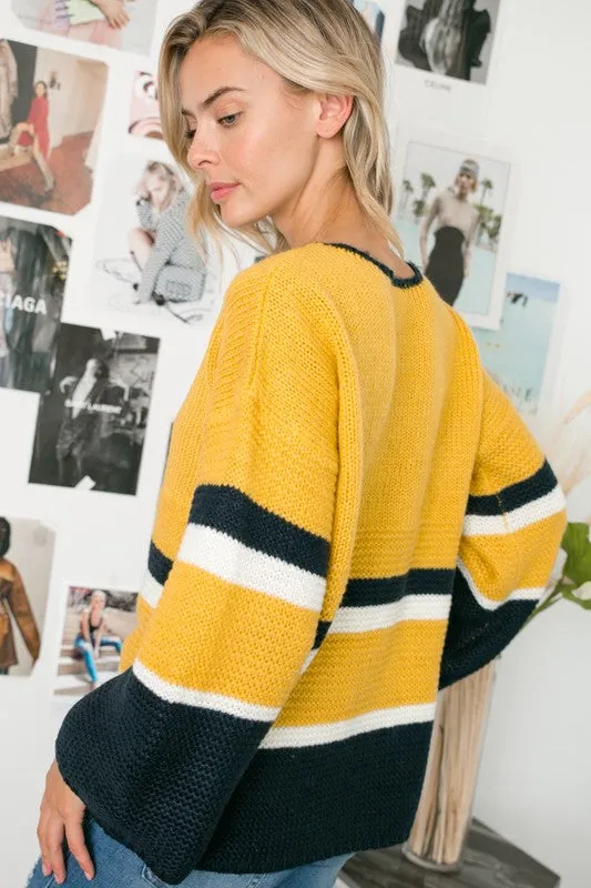 TEEK - YELLOW COZY COLOR BLOCK SWEATER