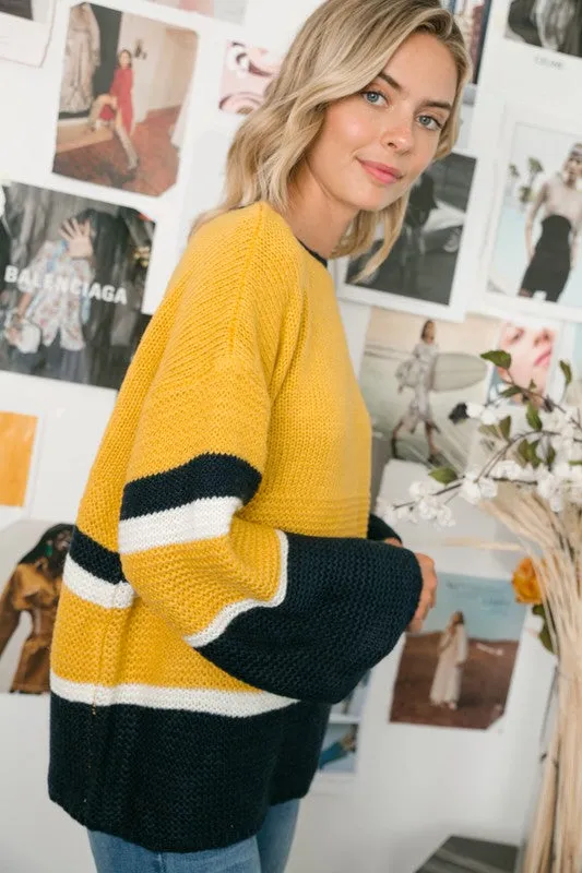 TEEK - YELLOW COZY COLOR BLOCK SWEATER