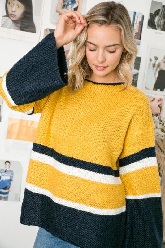 TEEK - YELLOW COZY COLOR BLOCK SWEATER