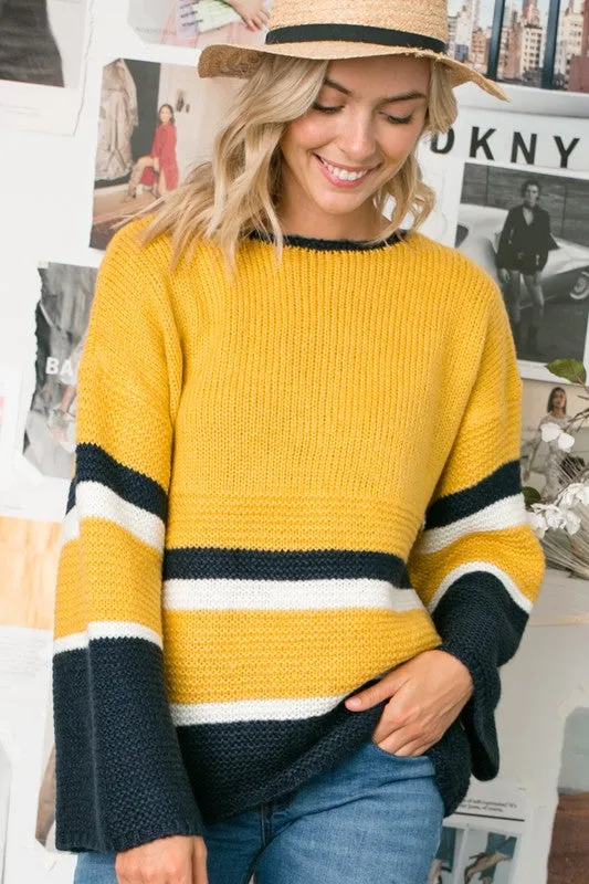 TEEK - YELLOW COZY COLOR BLOCK SWEATER