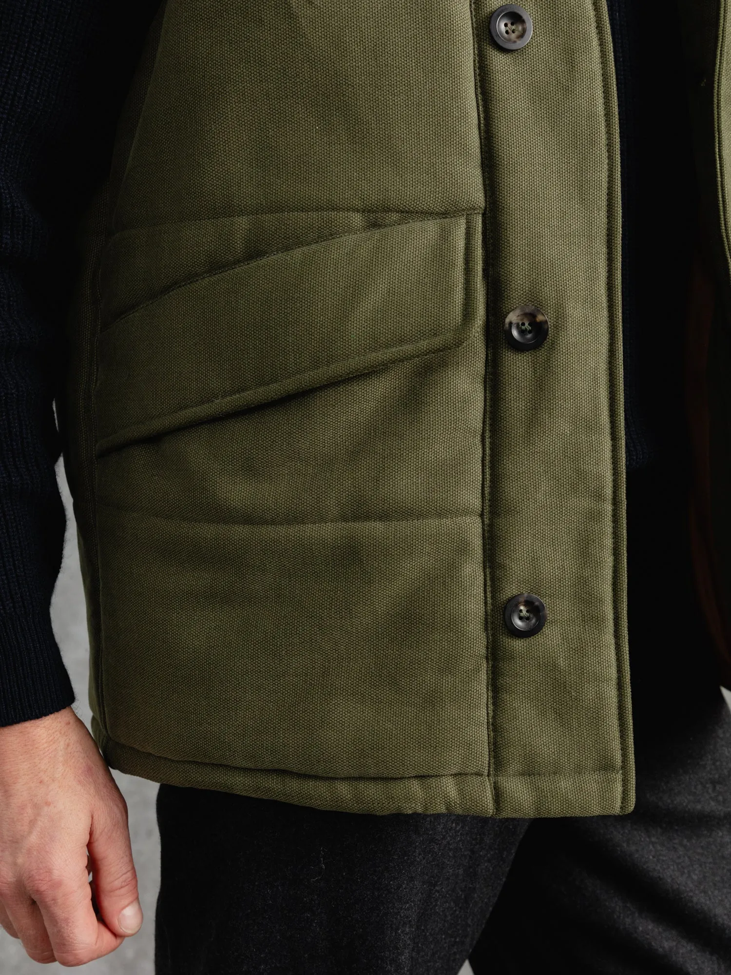 The Panama Wadded Gilet - Olive