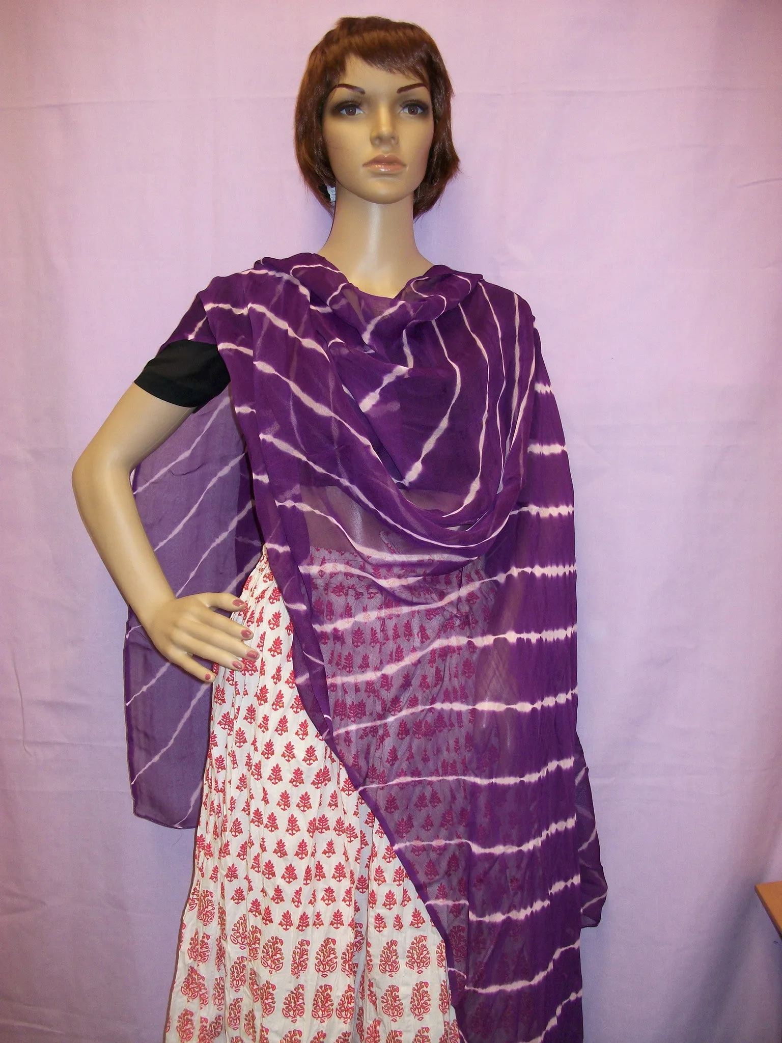 Tie Dye Purple Chiffon Scarf Dupatta