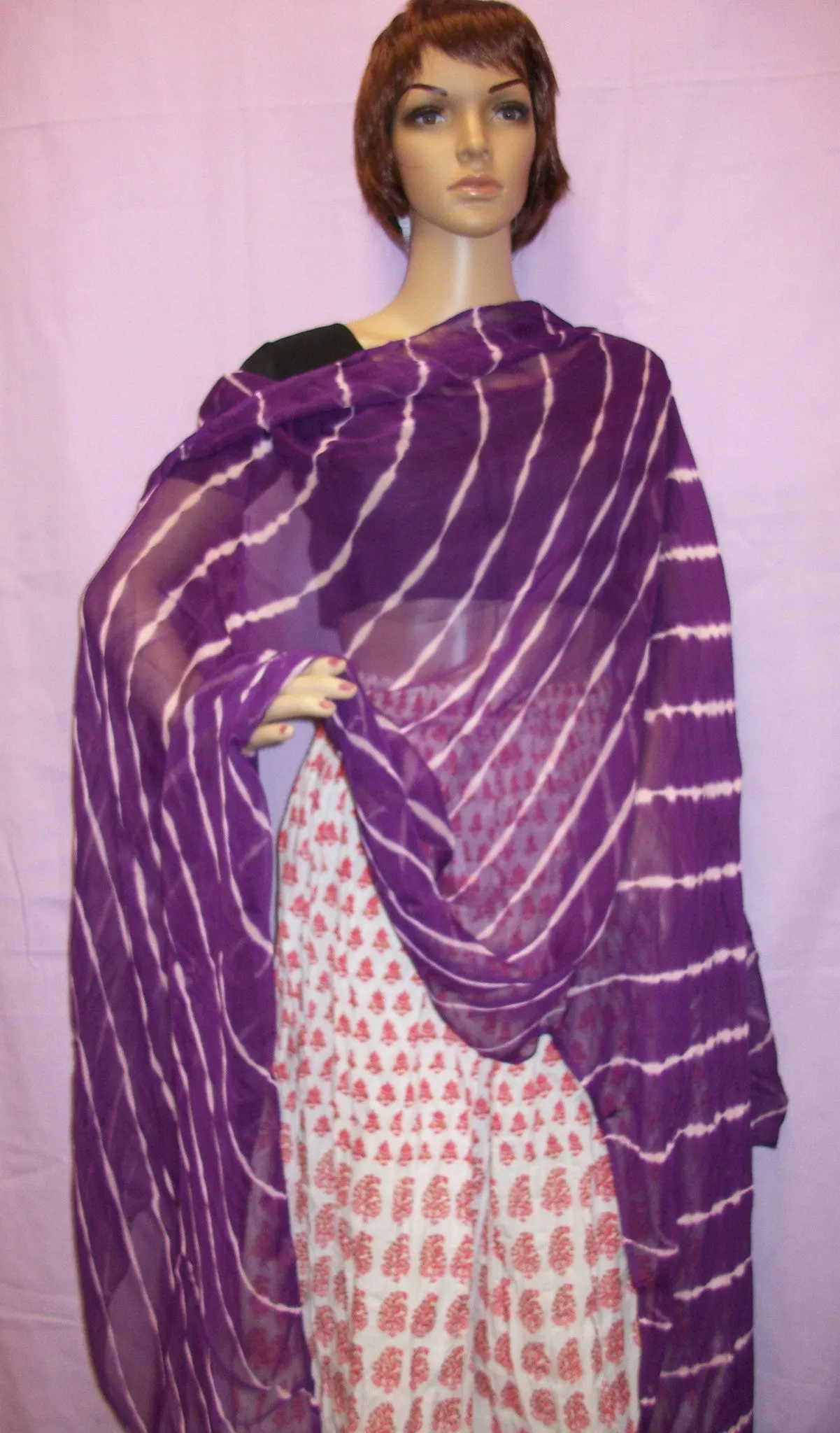 Tie Dye Purple Chiffon Scarf Dupatta