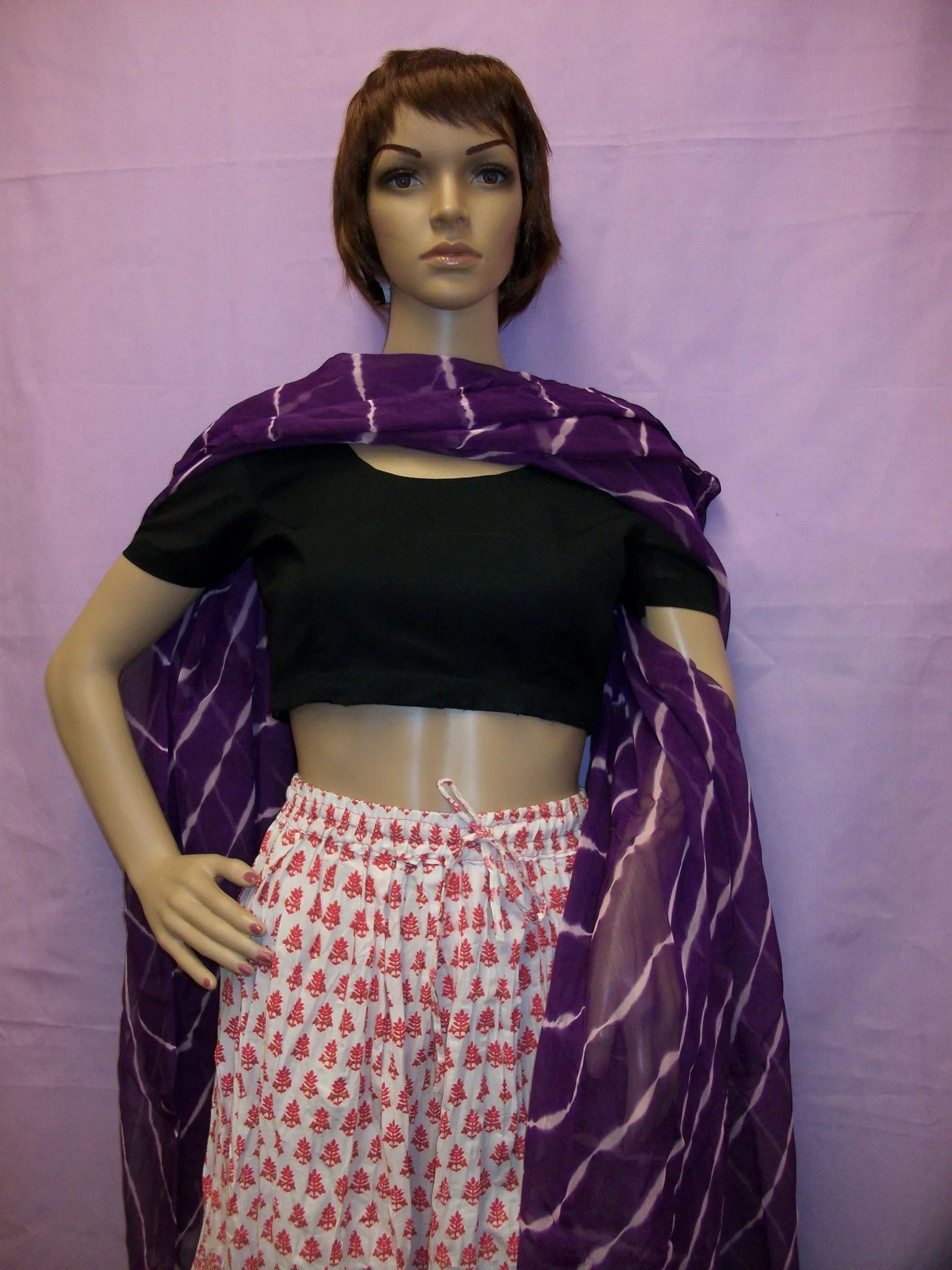 Tie Dye Purple Chiffon Scarf Dupatta