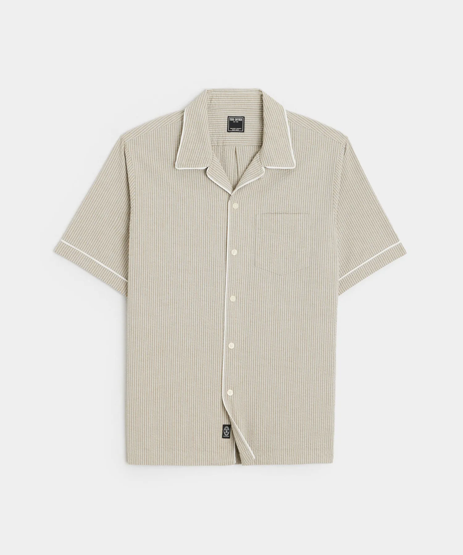 Tipped Seersucker Shirt in Warm Grey